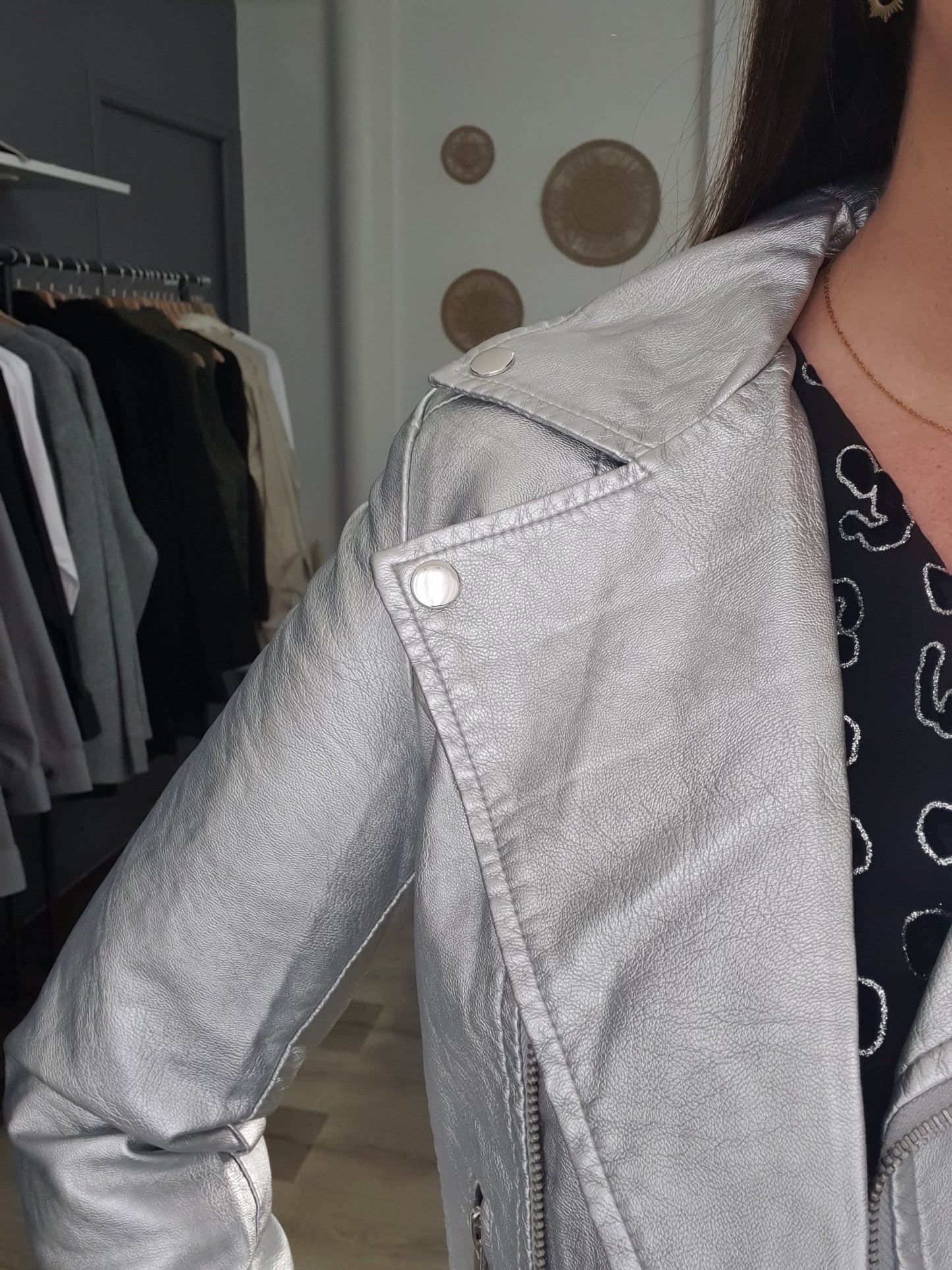 Perfecto argenté en simili cuir femme silver métallisé