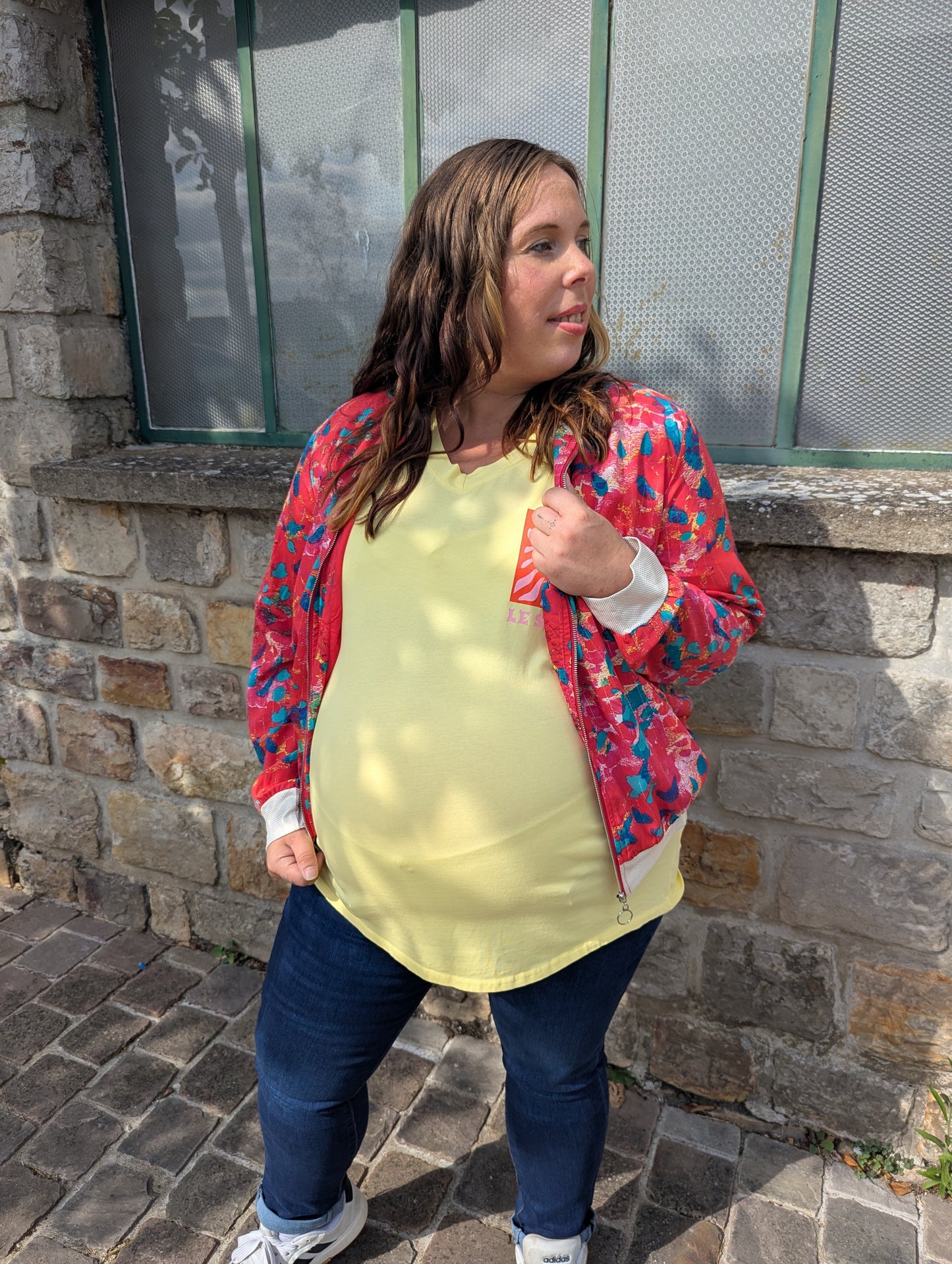 Bomber veste rouge multicolore femme curvy grande taille
