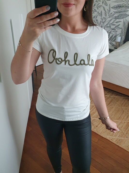 T-shirt OOHLALA (blanc/kaki)