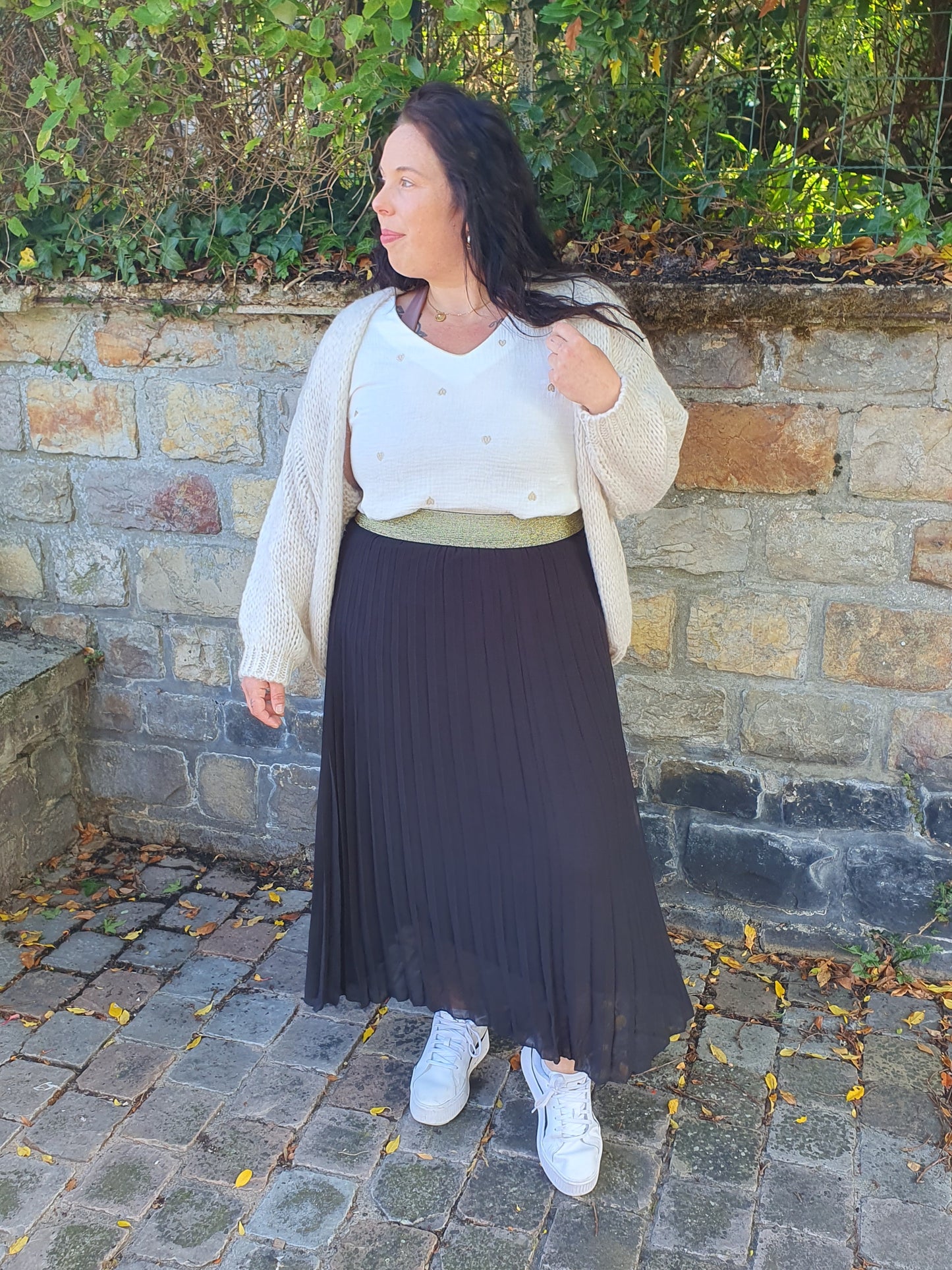 Jupe longue plissée noire grande taille collection curvy