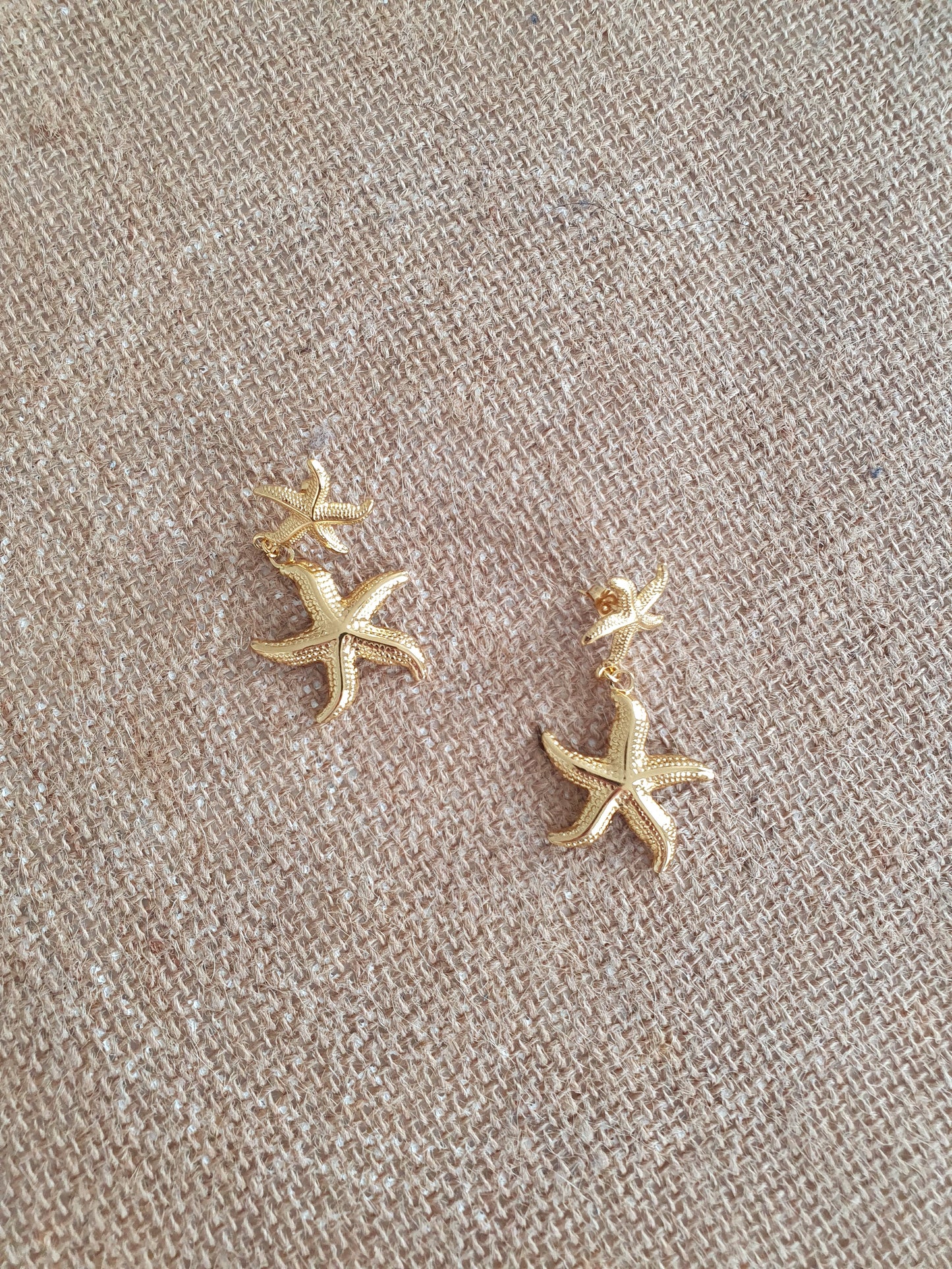 Boucles d'oreilles étoiles de mer doré acier inoxydable