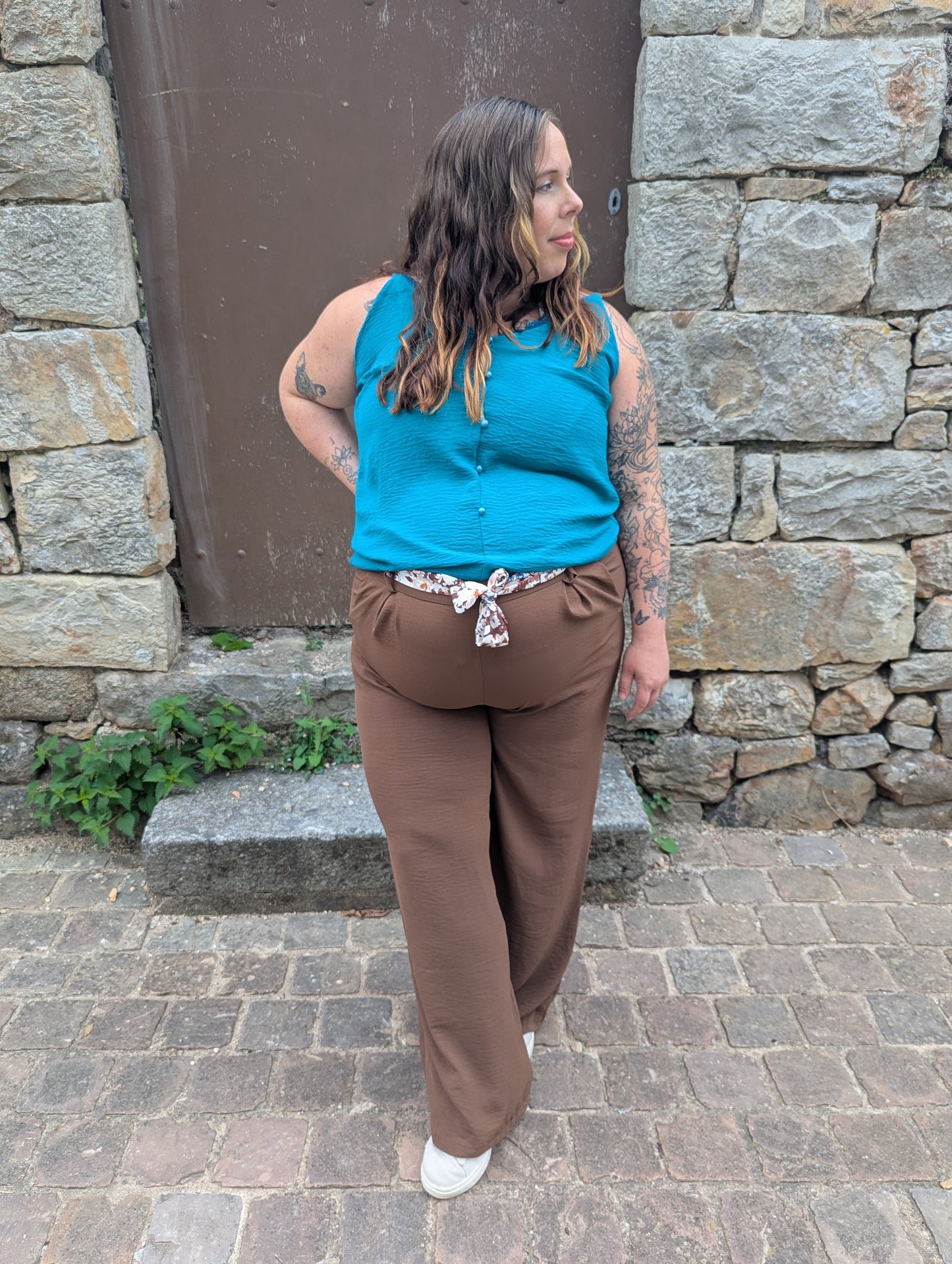 Top fluide bleu canard femme grande taille