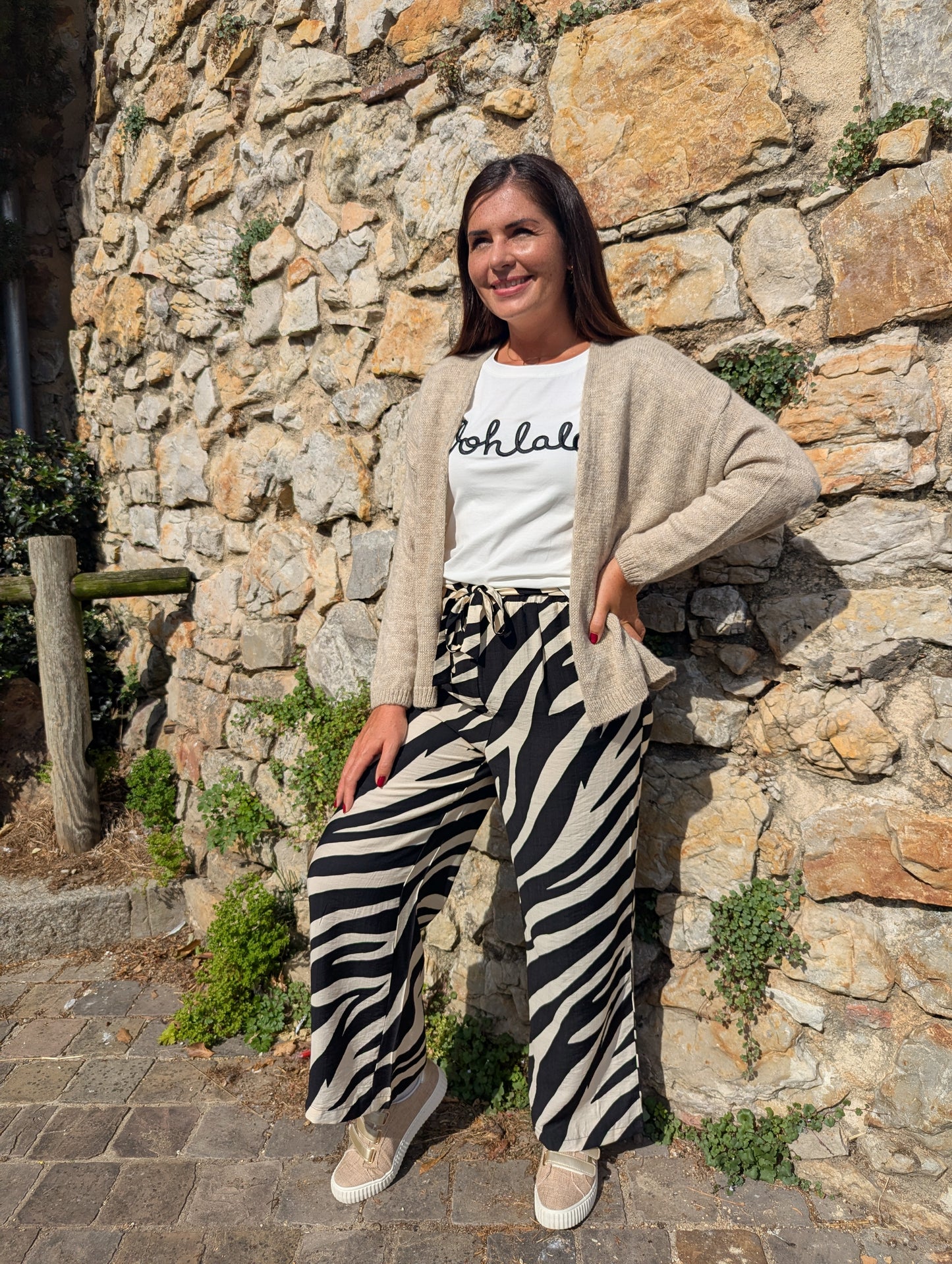 Gilet beige avec étoiles aux coudes femme