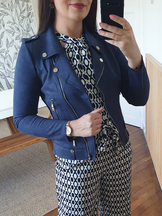 Perfecto bleu marine en suédine femme nouvelle collection