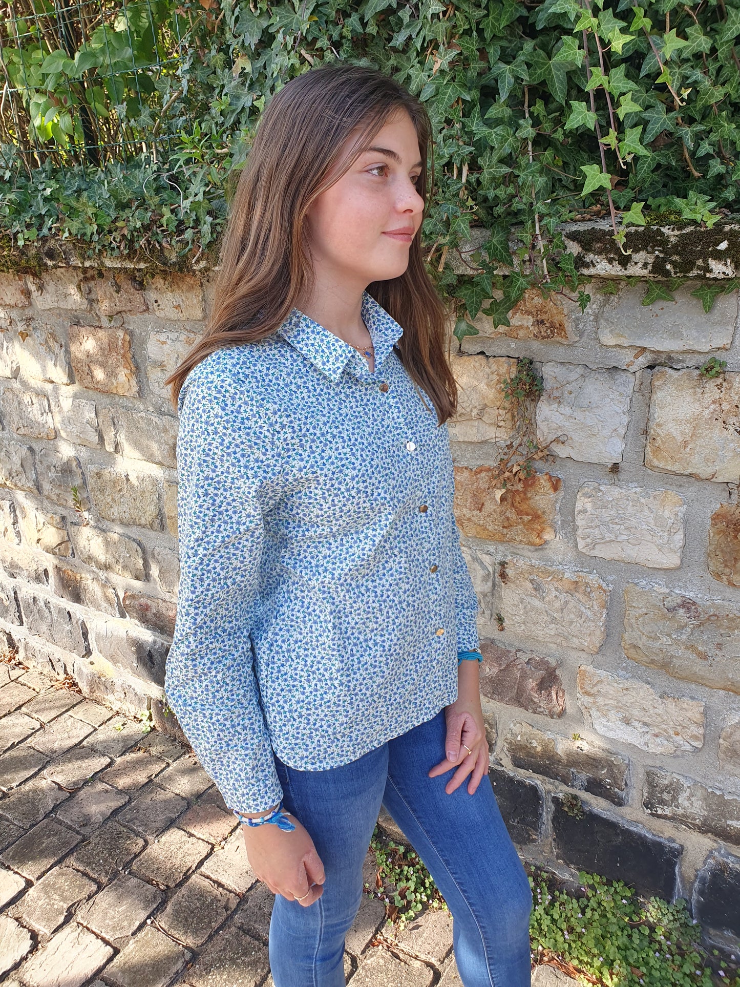 Chemise fluide motif liberty bleu pour fille collection kids