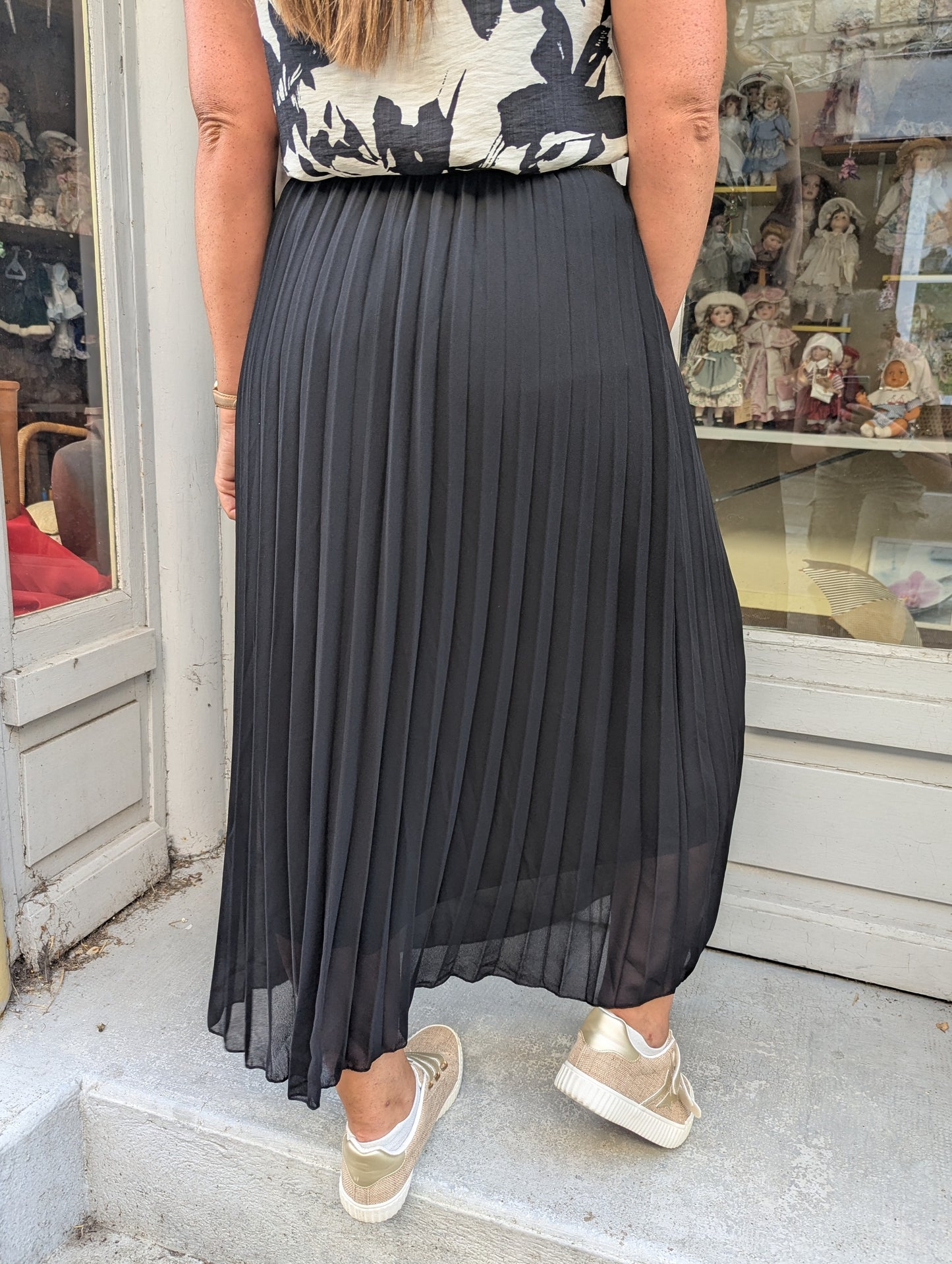 Jupe longue plissée noir pour femme