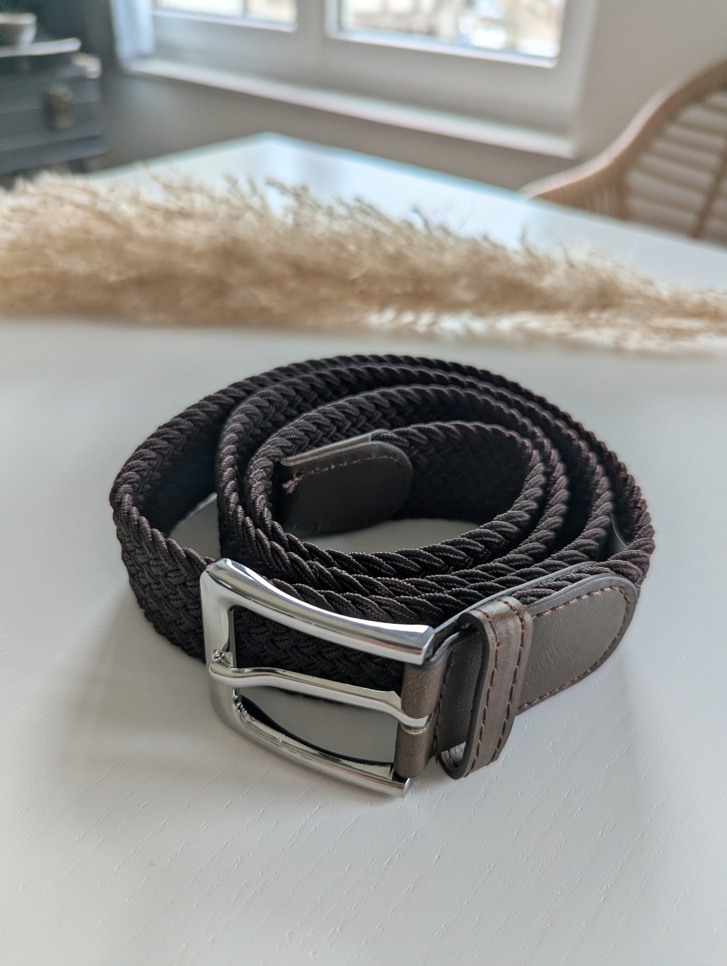 Ceinture tressée taille unique pour femme boucle argentée