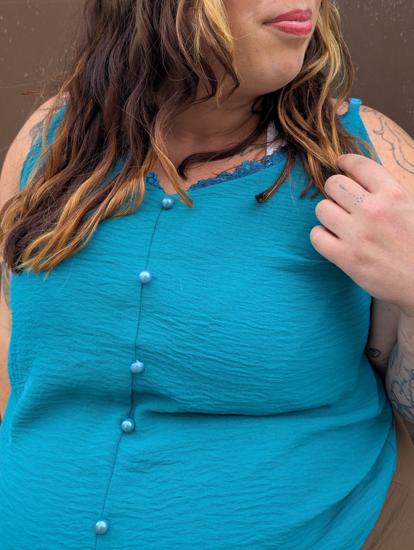 Top fluide bleu canard femme grande taille