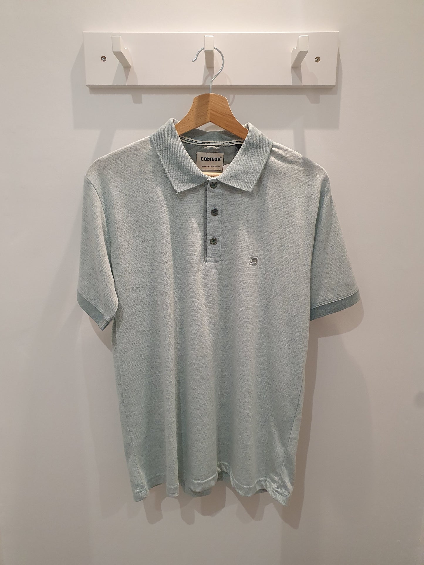 Polo vert d'eau pastel stretch coupe cintrée pour homme
