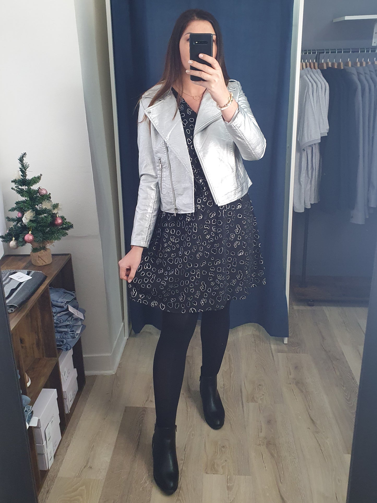 Perfecto argenté en simili cuir femme silver métallisé