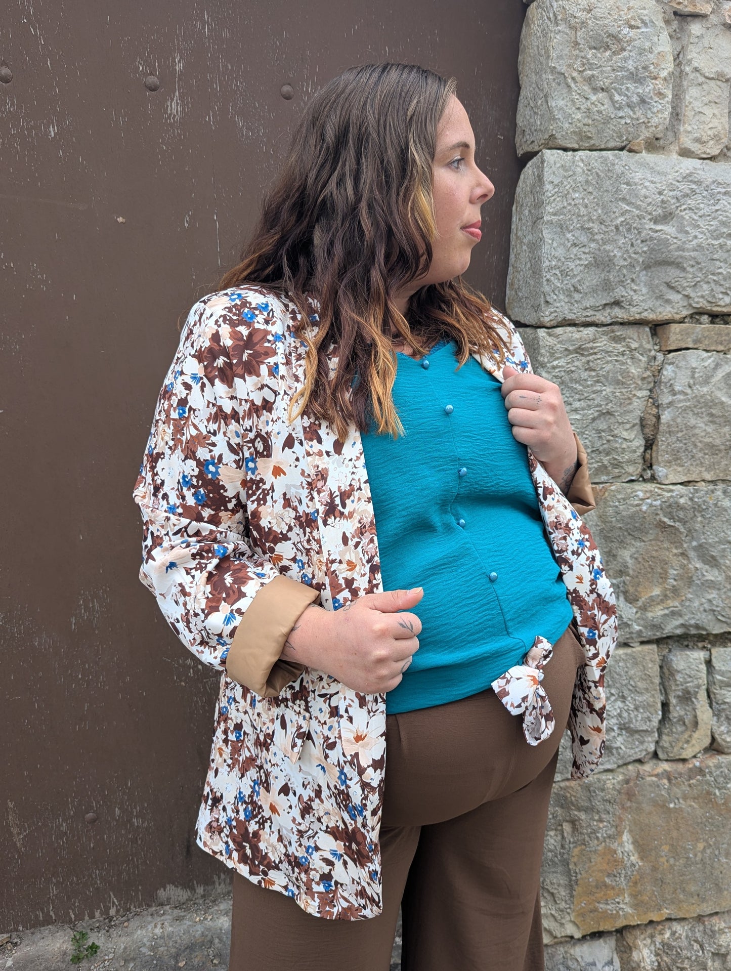 Blazer femme grande taille marron et bleu canard