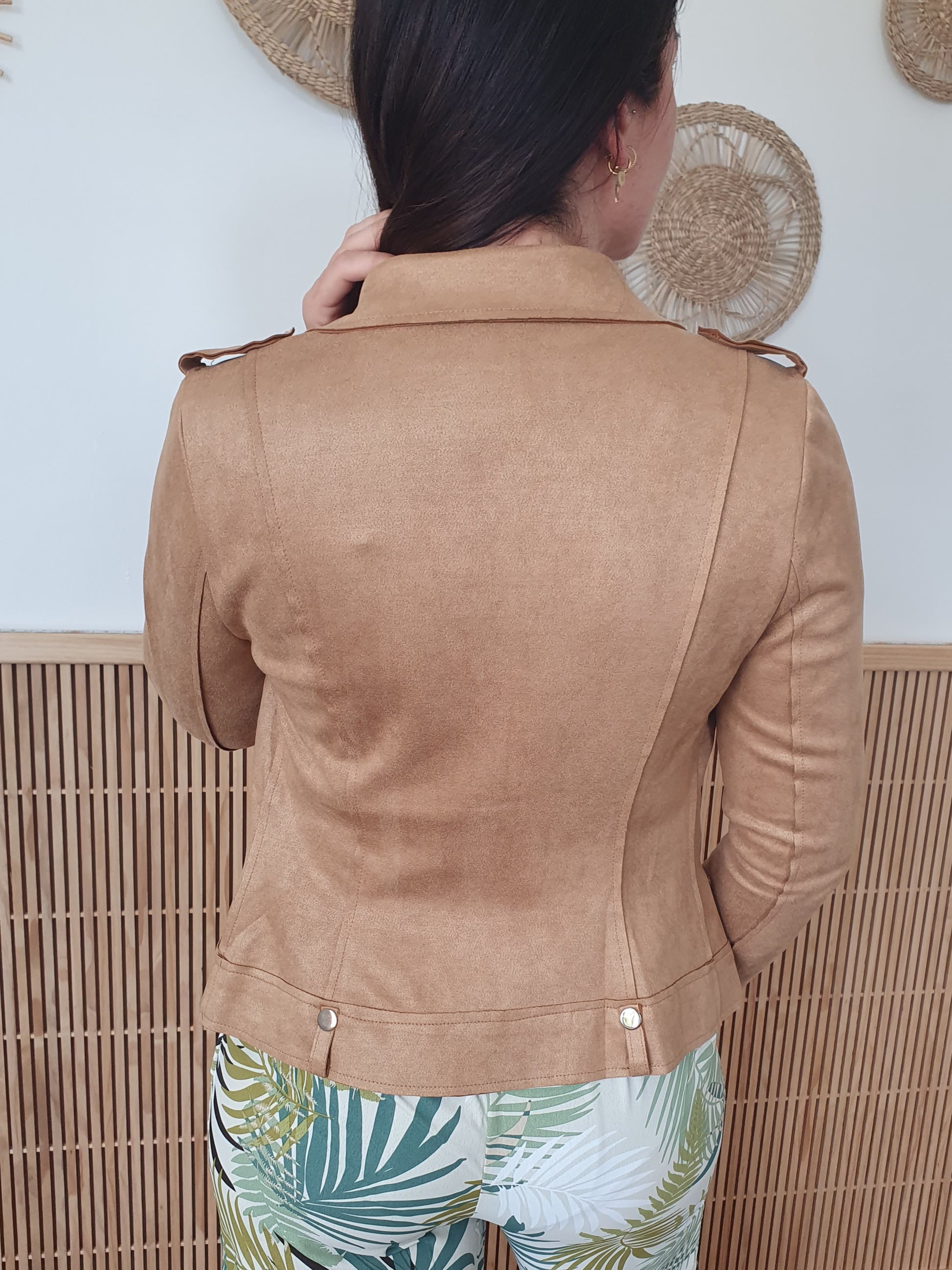 Perfecto beige camel en suédine femme nouvelle collection