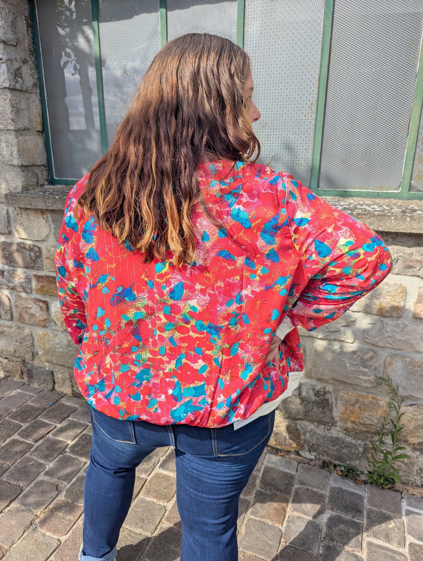 Bomber veste rouge multicolore femme curvy grande taille