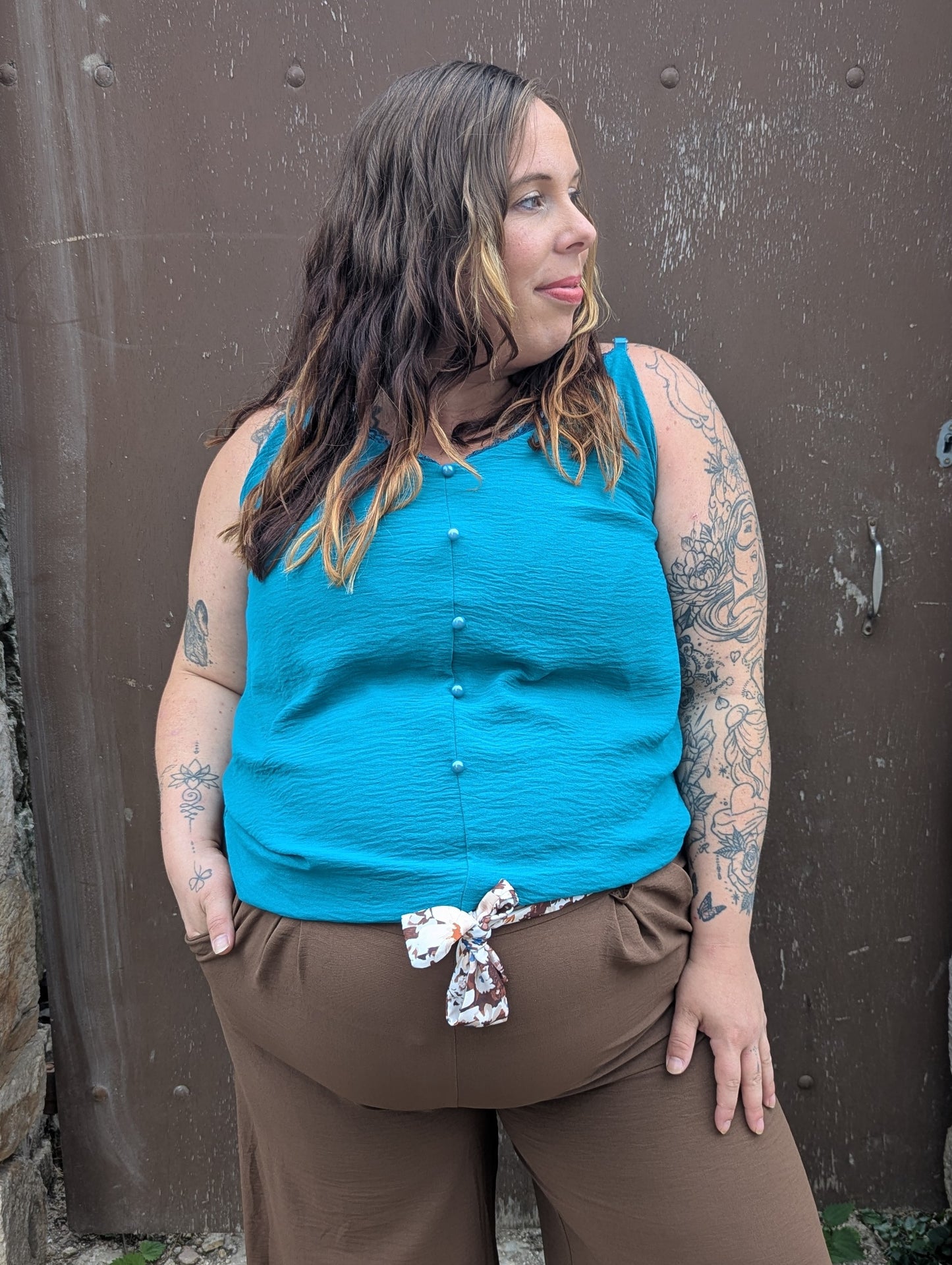 Top fluide bleu canard femme grande taille
