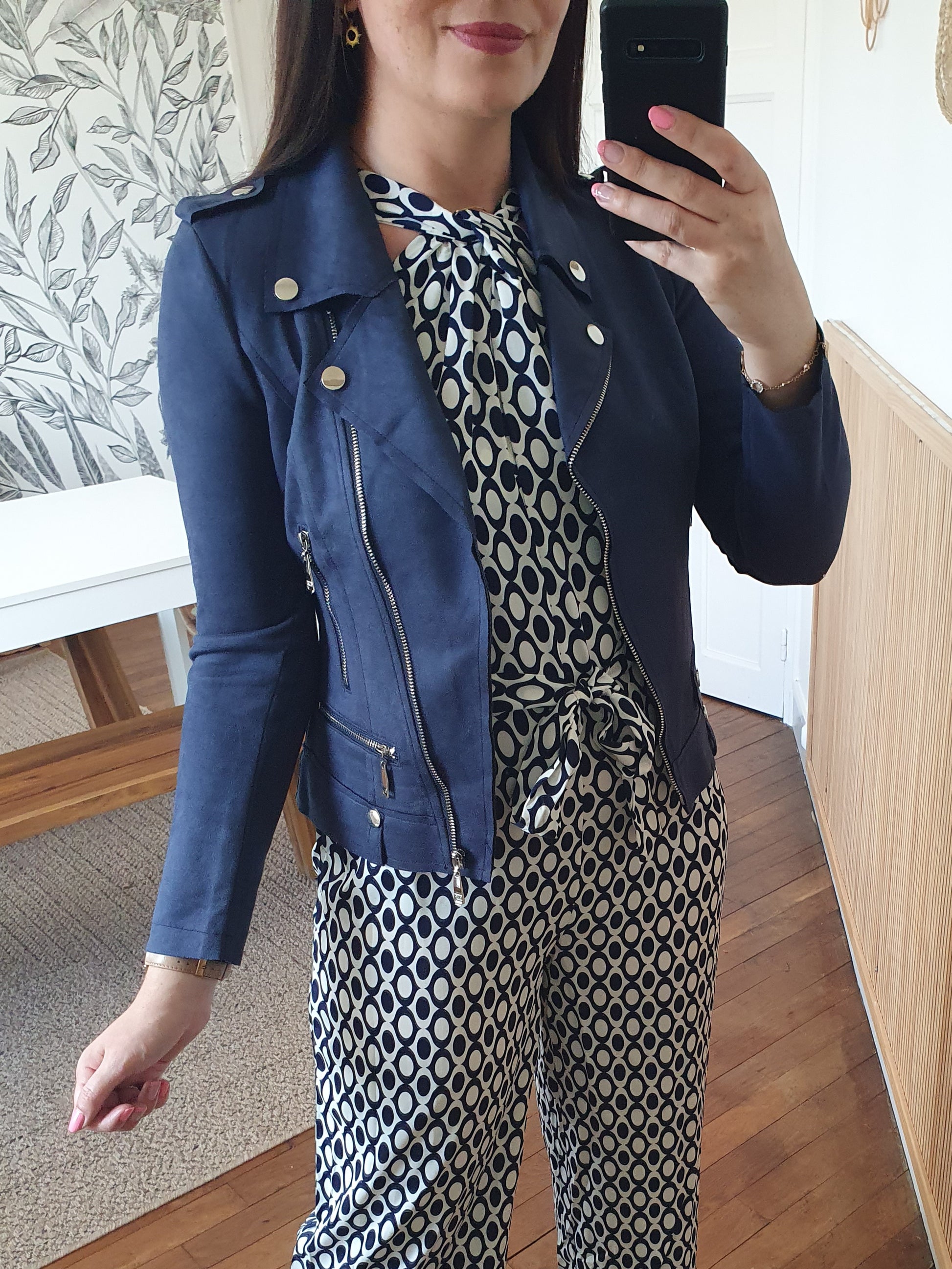 Perfecto bleu marine en suédine femme nouvelle collection