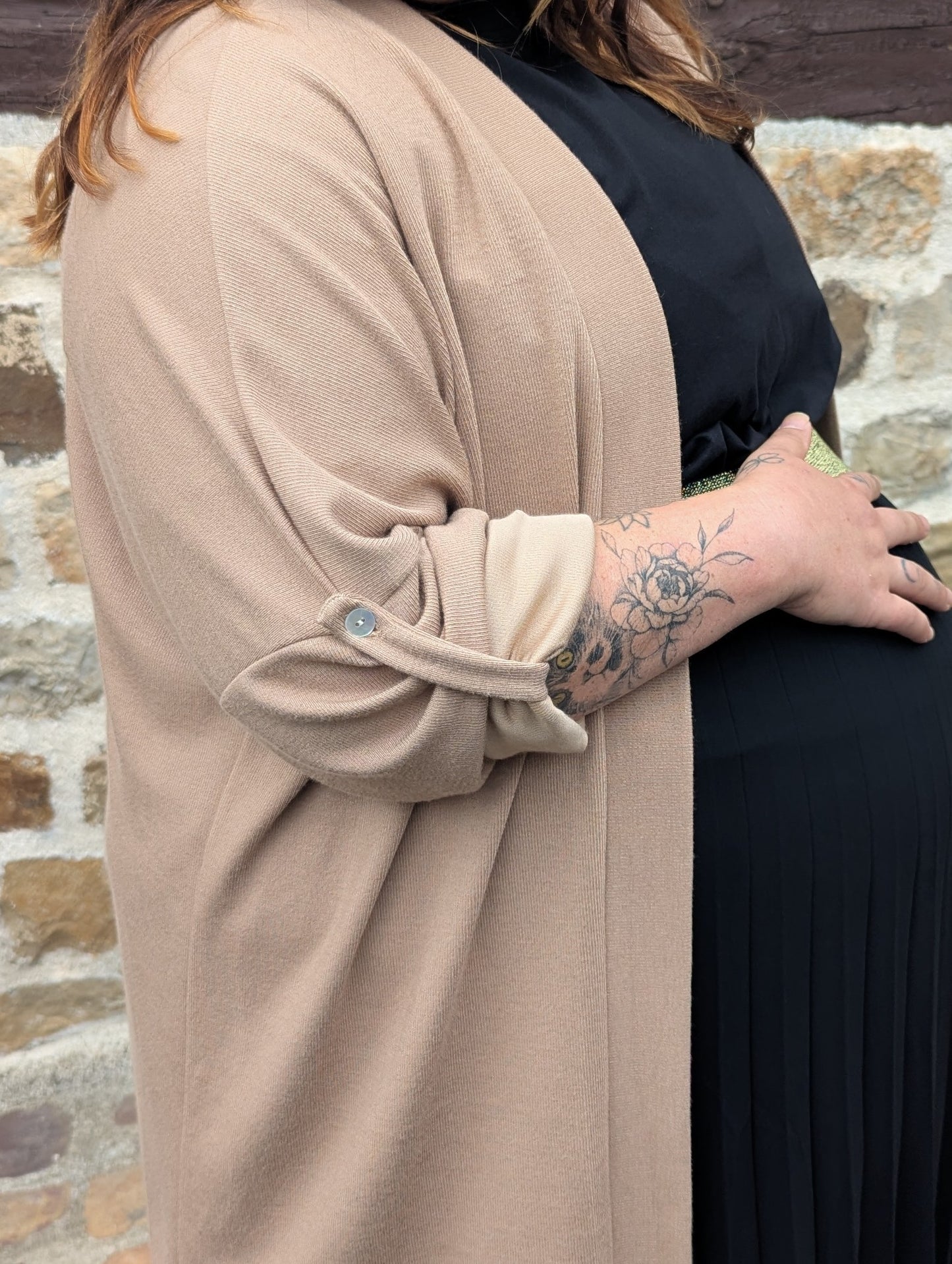 Gilet grande taille couleur beige matiere douce et légère