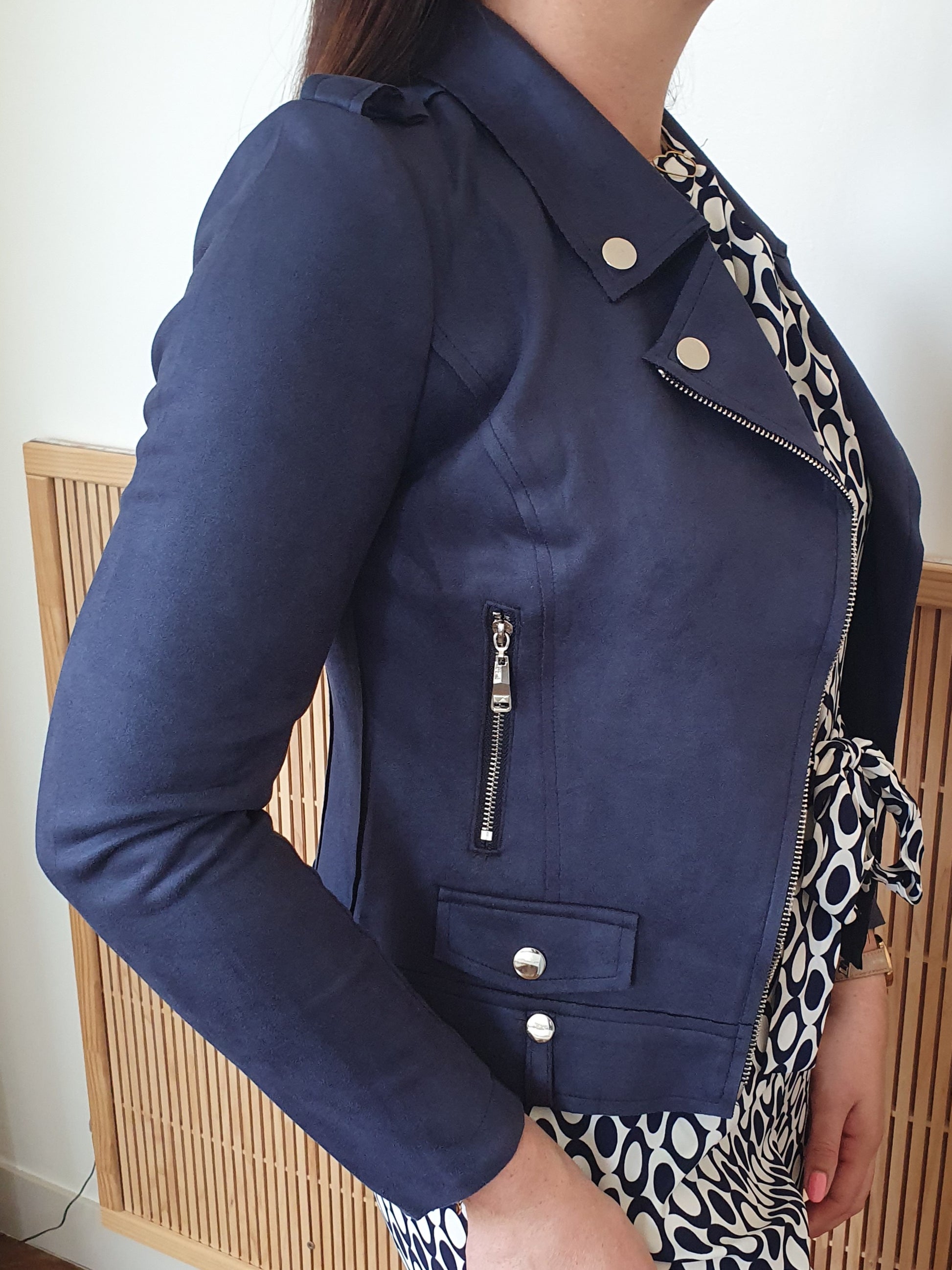 Perfecto bleu marine en suédine femme nouvelle collection