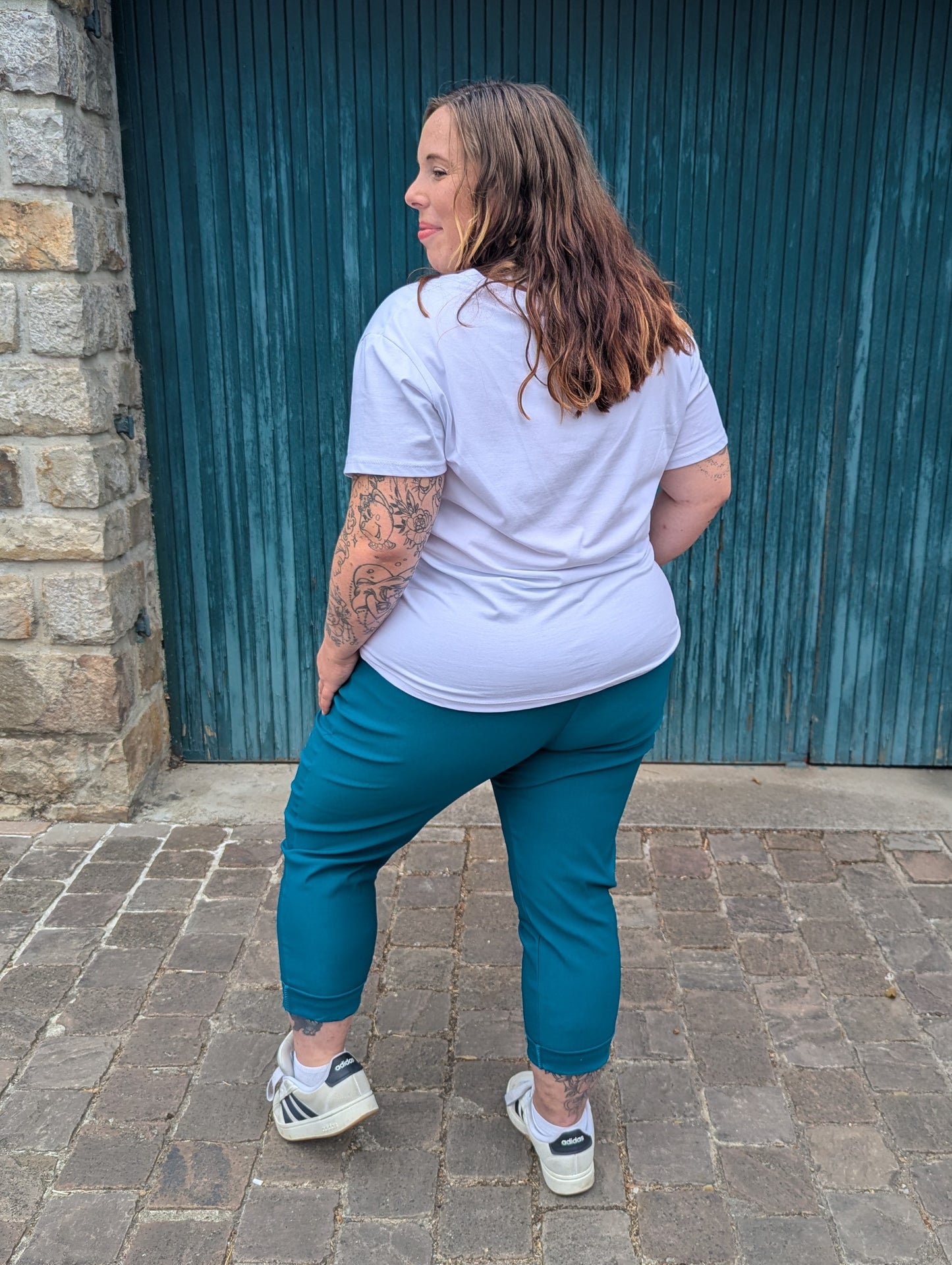 T-shirt good vibes blanc bleu canard grande taille