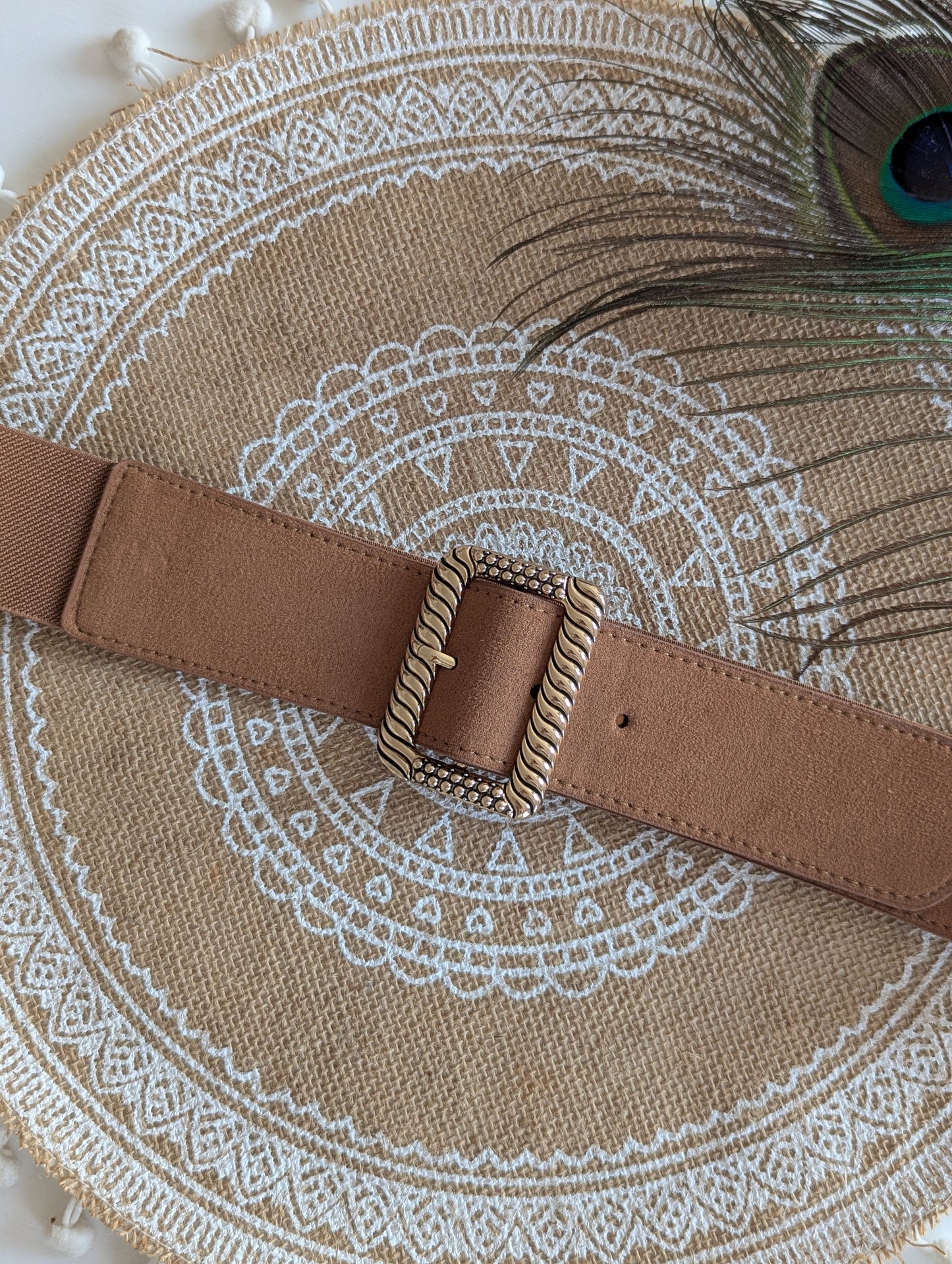 Ceinture camel élastique grande taille femme réglable