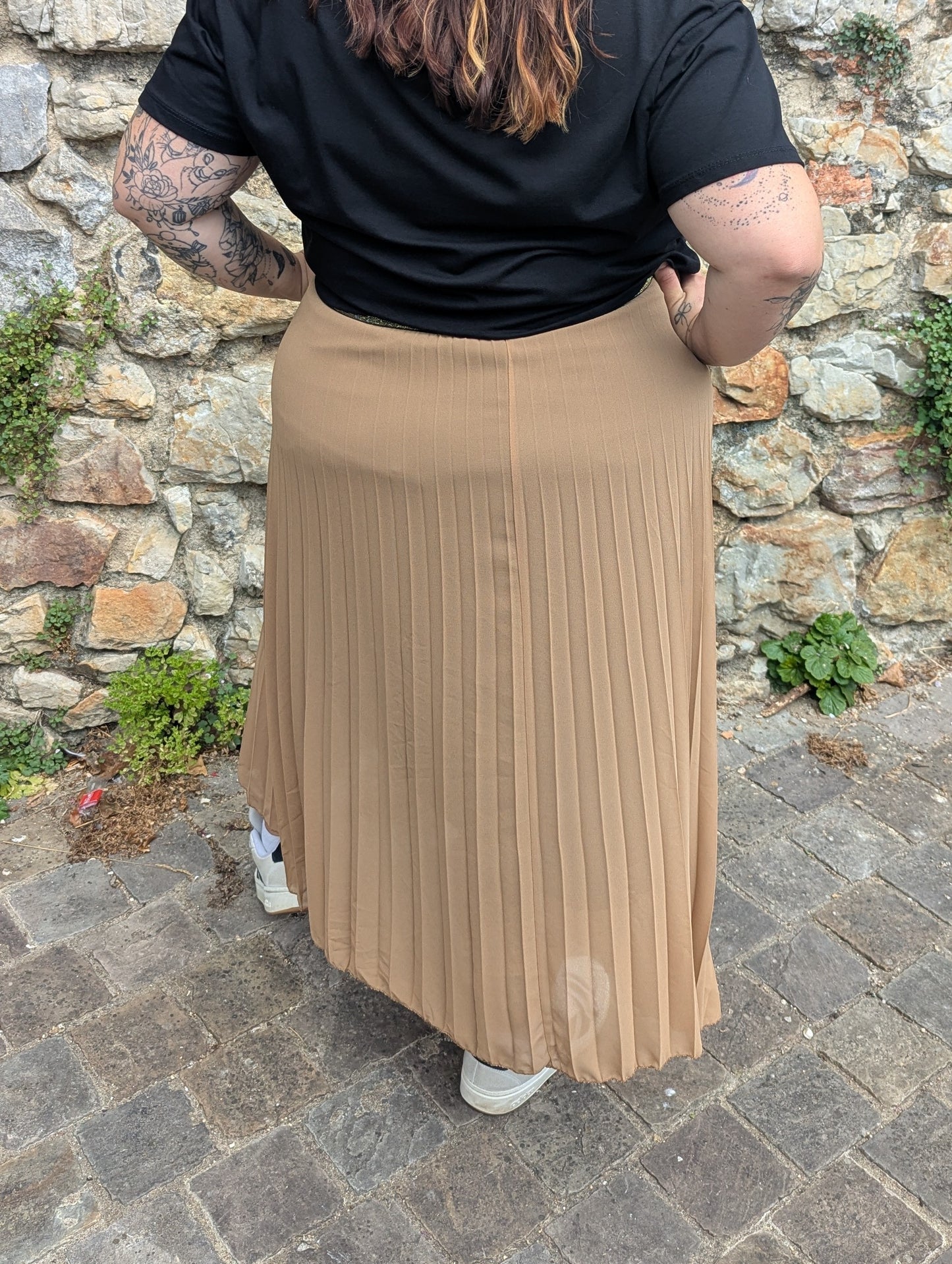 Jupe longue plissée camel grande taille collection curvy