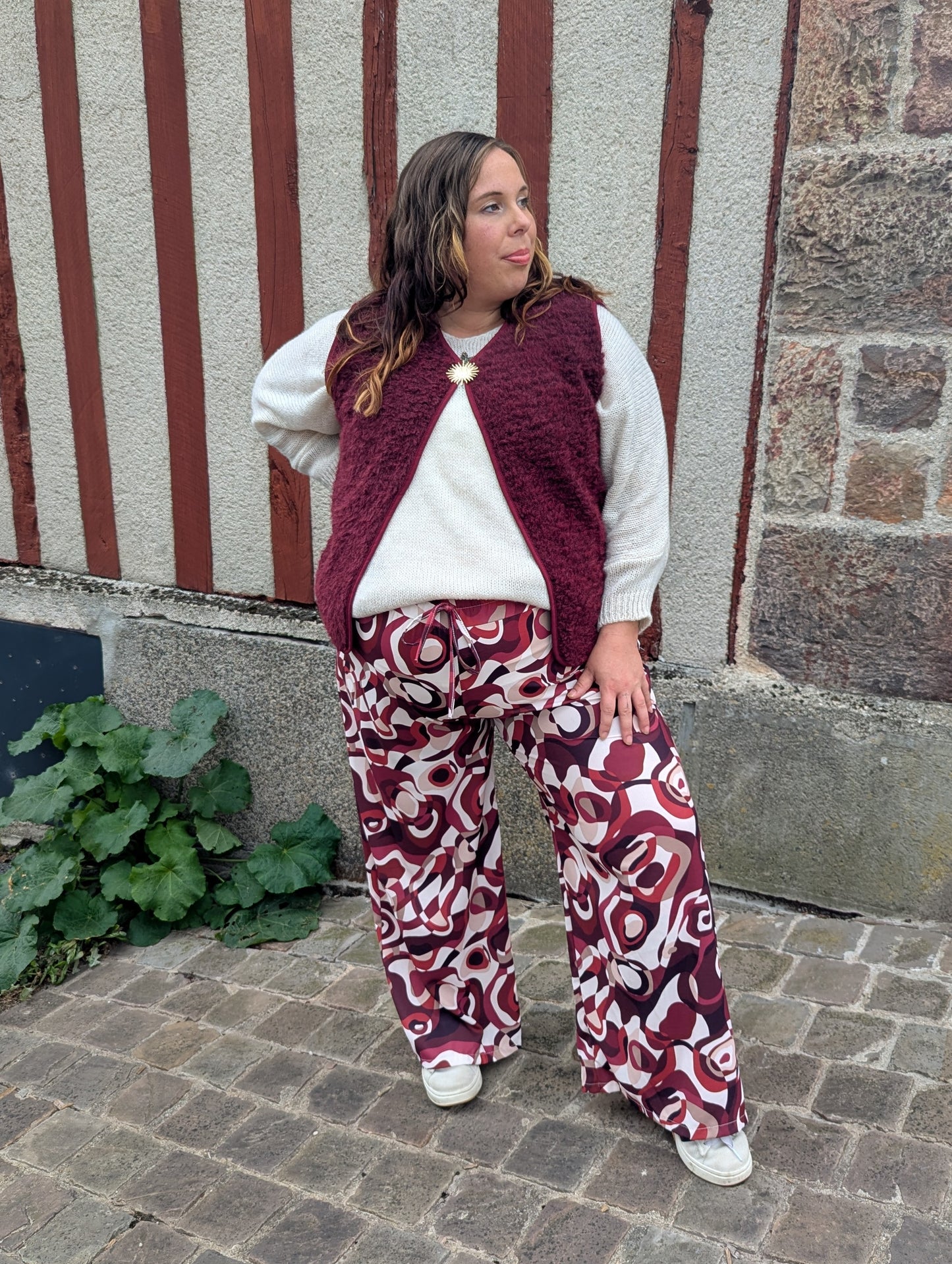 Pull beige avec étoile devant oversize grande taille