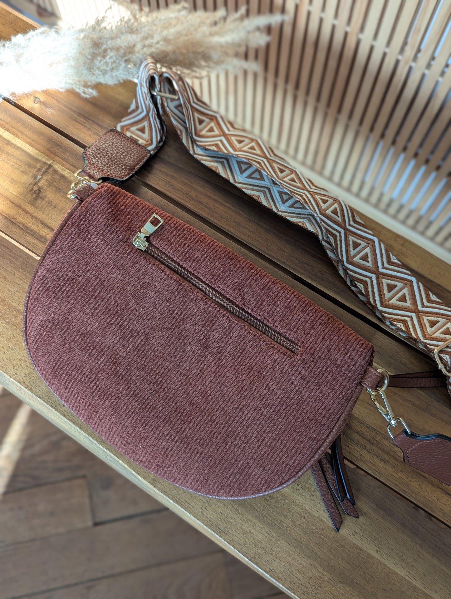 Banane sac marron bandoulière réglable pour femme