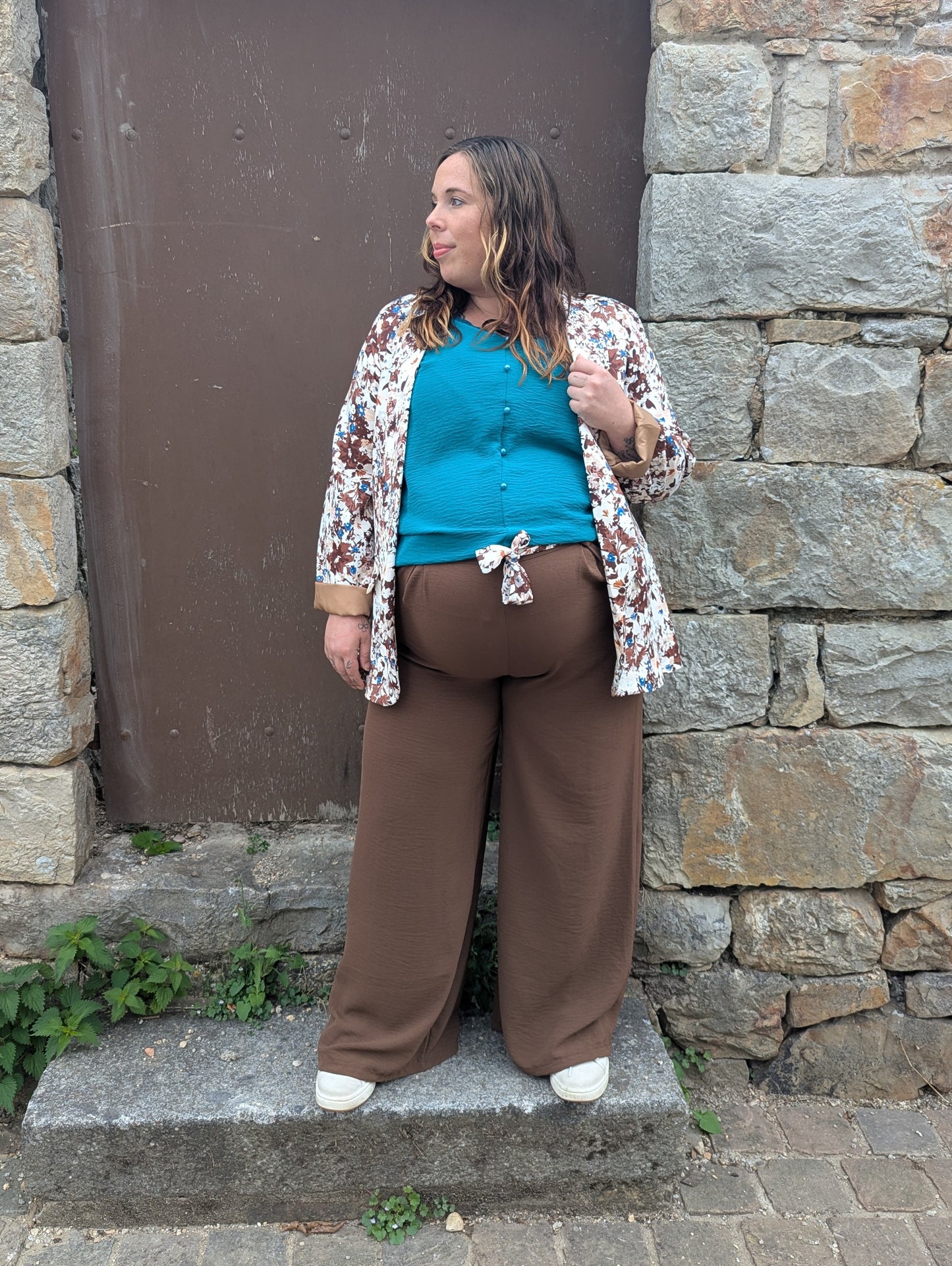 Blazer femme grande taille marron et bleu canard
