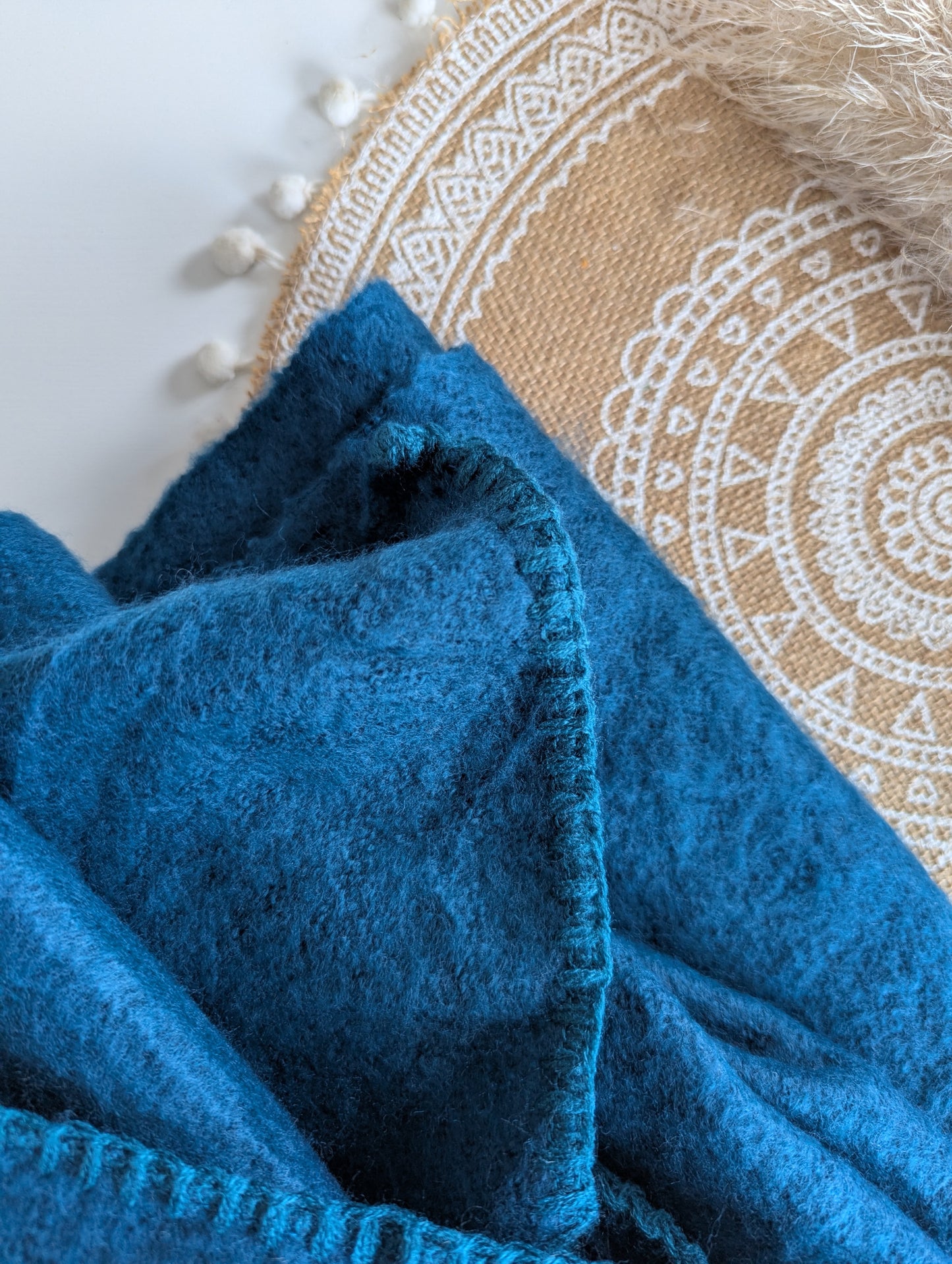 Echarpe unie bleu canard femme en laine