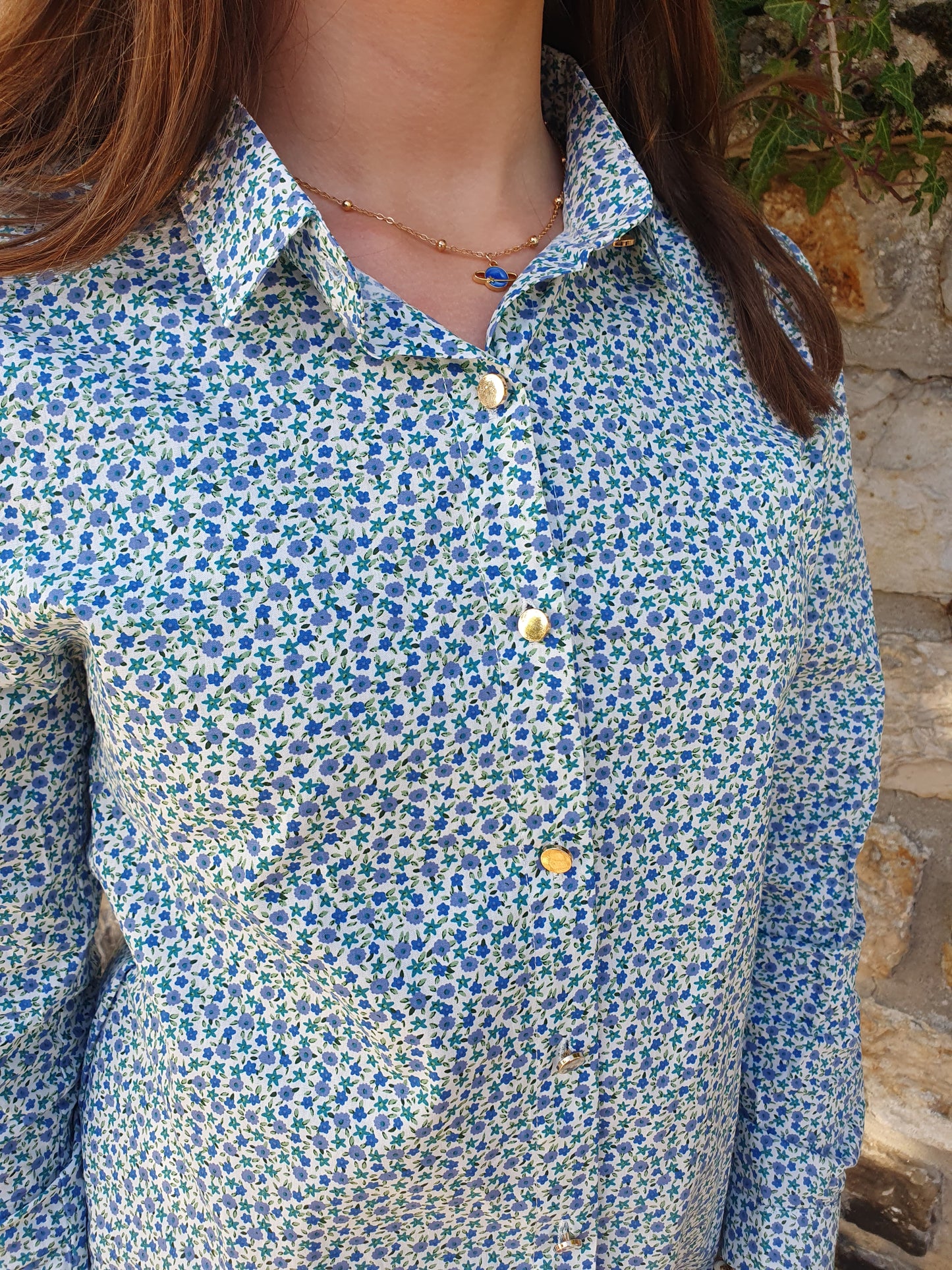 Chemise fluide motif liberty bleu pour fille collection kids