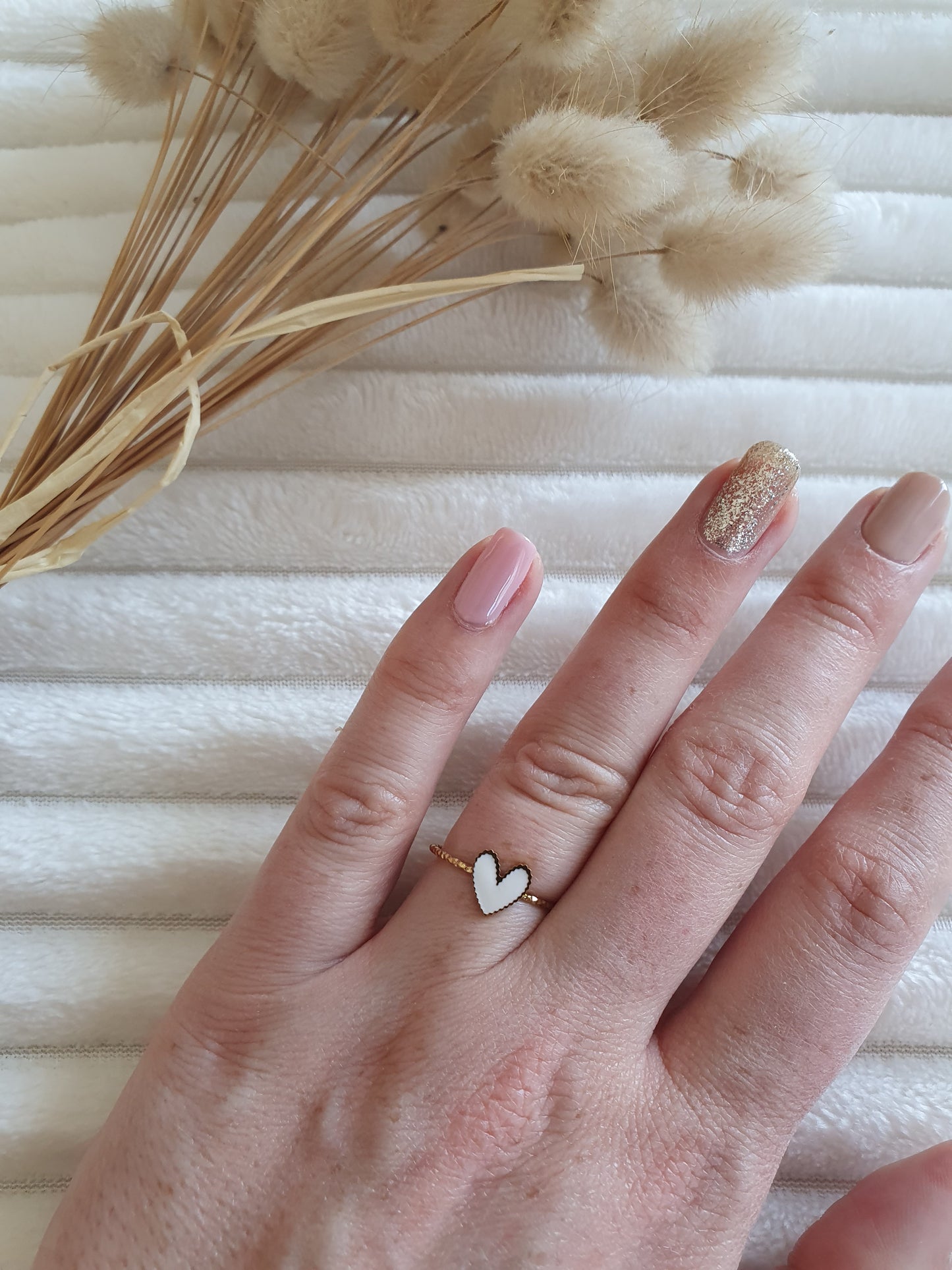 Bague femme coeur doré avec couleur en acier inoxydable