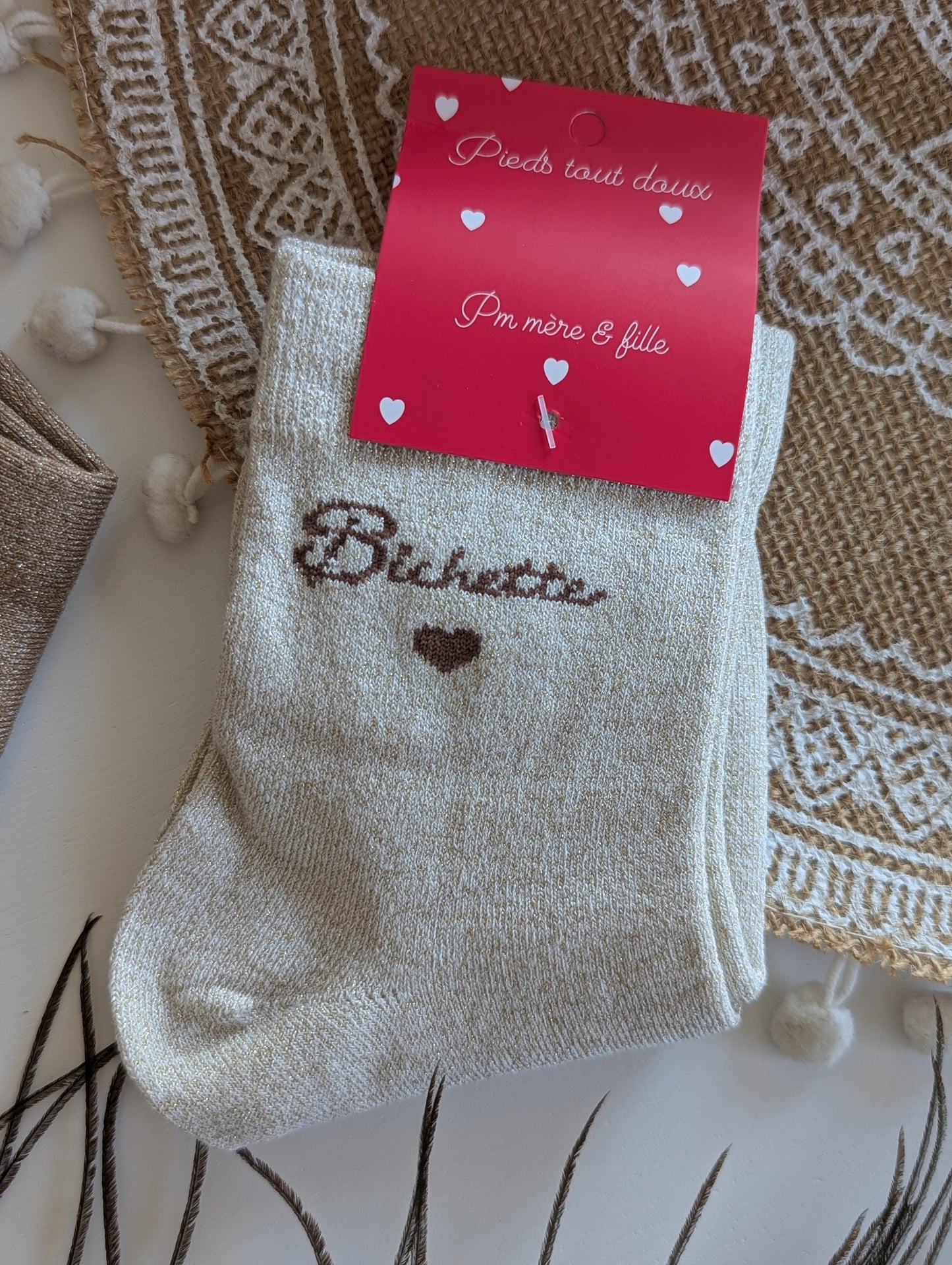 Chaussettes Bichette beige et camel femme