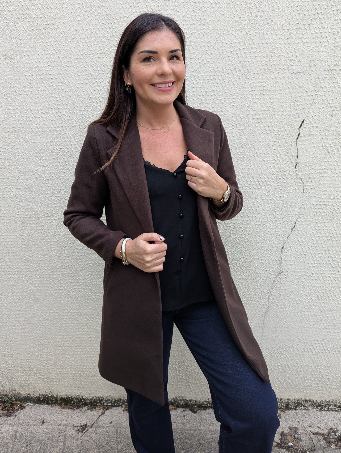 Caban femme marron chocolat mi long femme