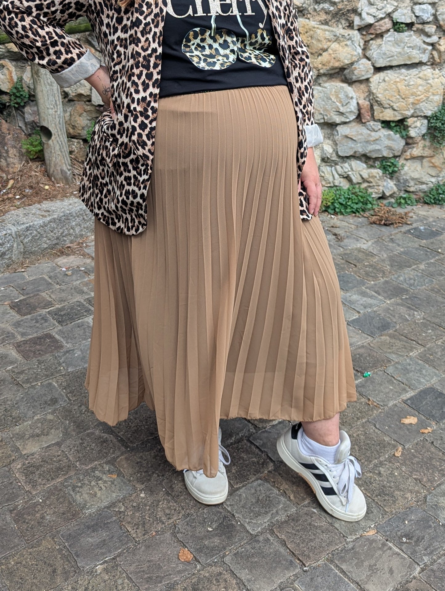 Jupe longue plissée camel grande taille collection curvy