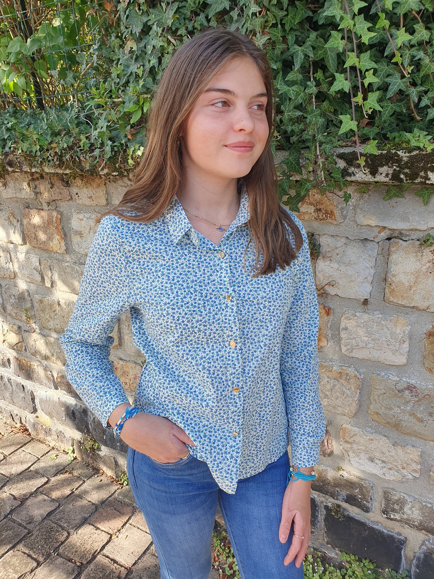 Chemise fluide motif liberty bleu pour fille collection kids