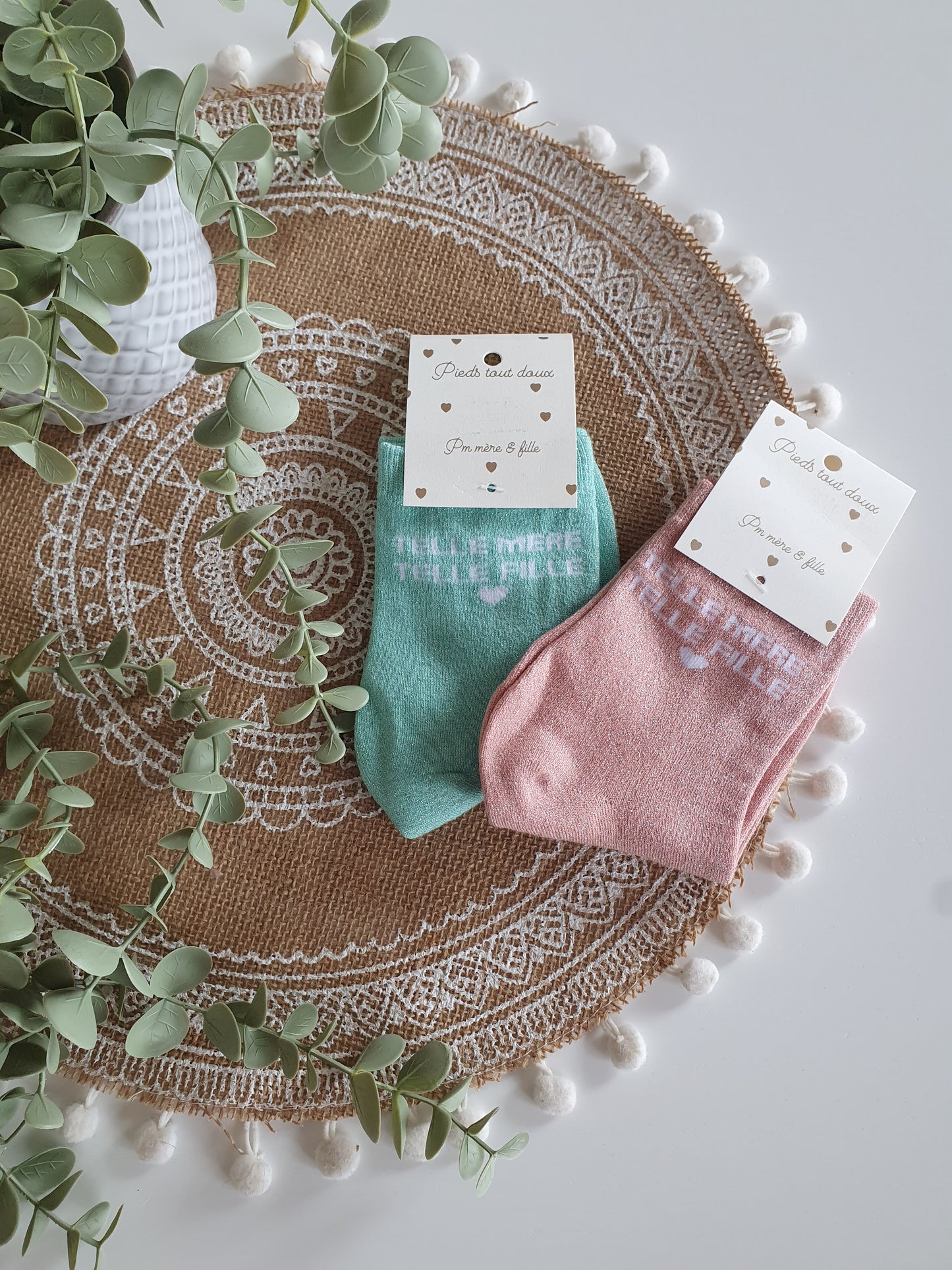 Paire de chaussettes femme paillettes telle mère telle fille