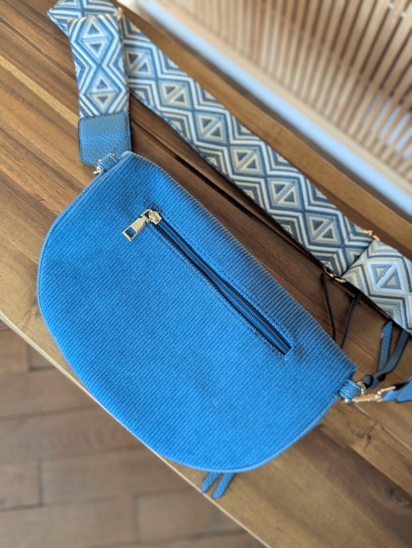 Banane sac bleu canard bandoulière réglable pour femme