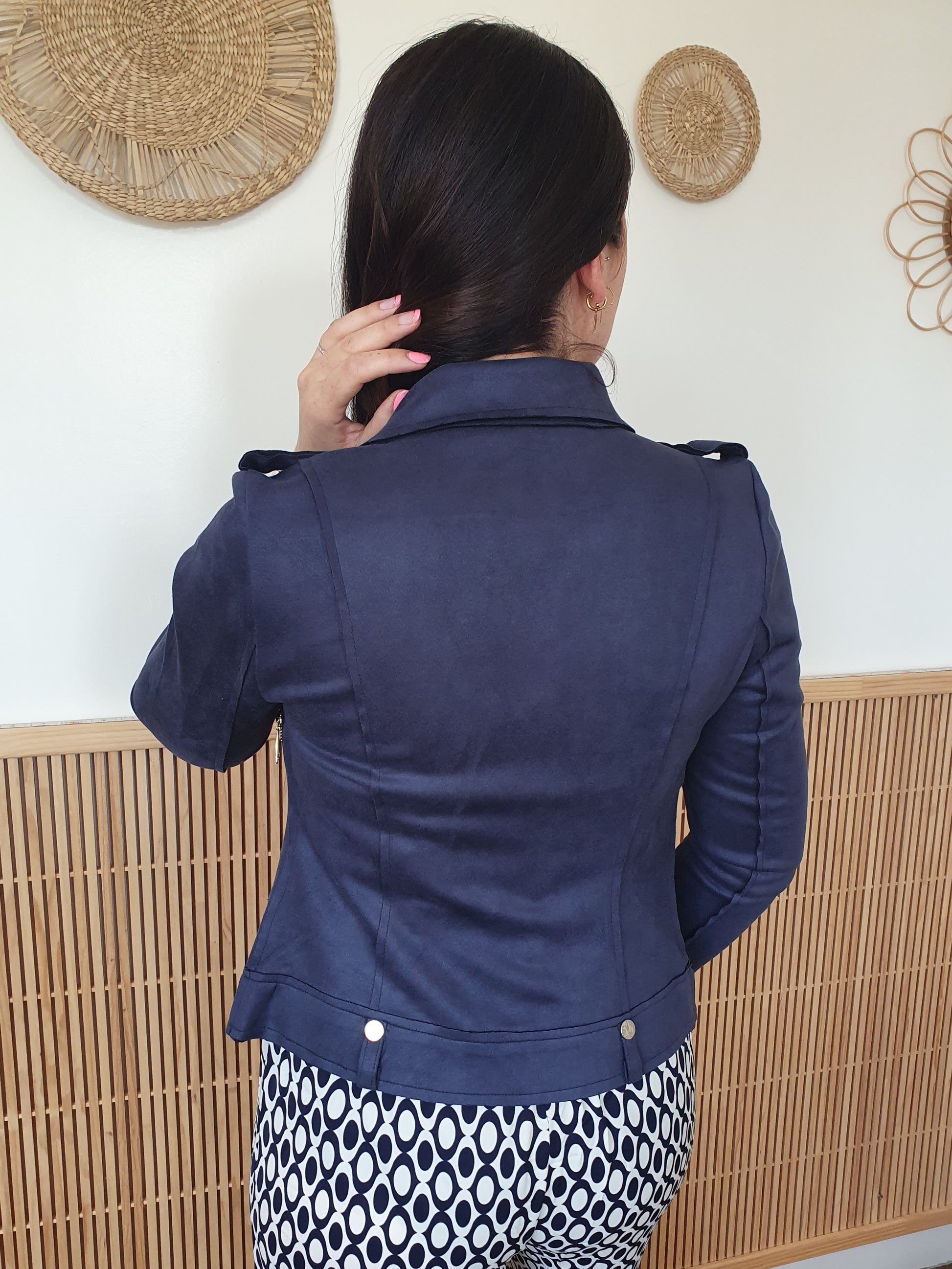 Perfecto bleu marine en suédine femme nouvelle collection