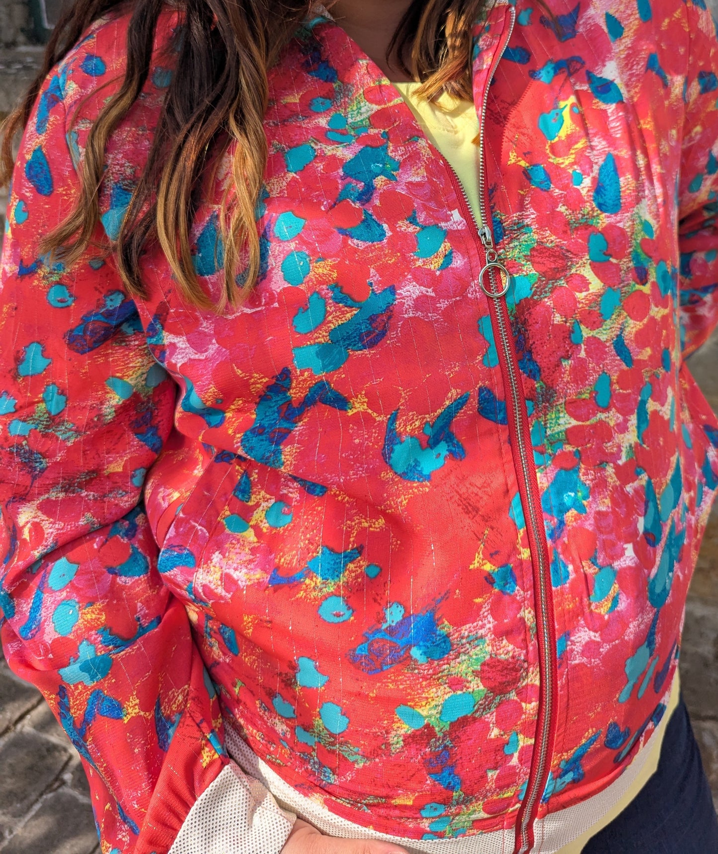 Bomber veste rouge multicolore femme curvy grande taille