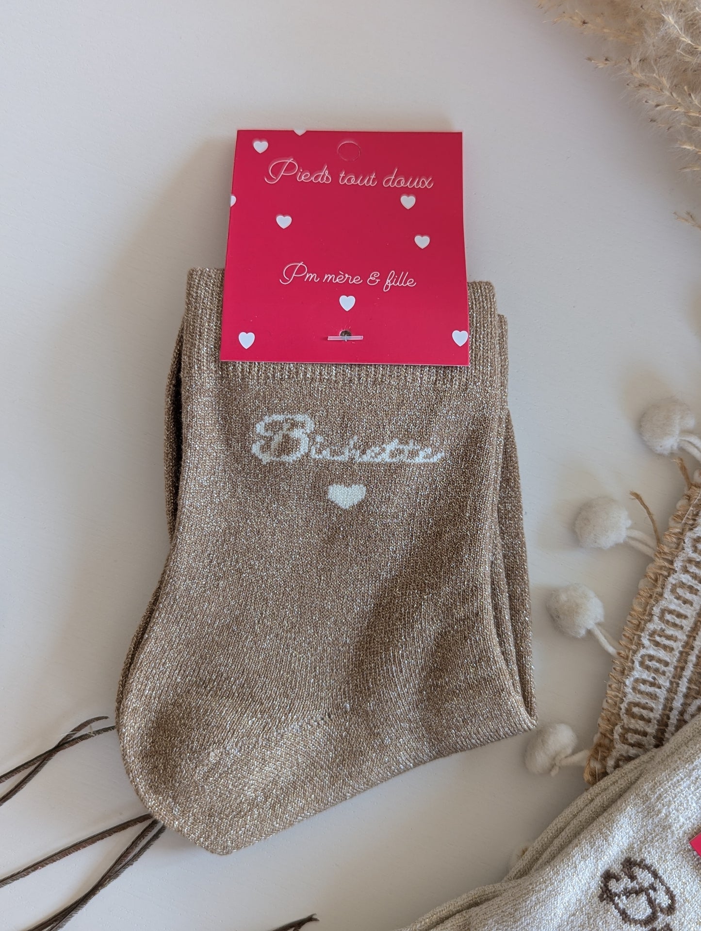 Chaussettes Bichette beige et camel femme