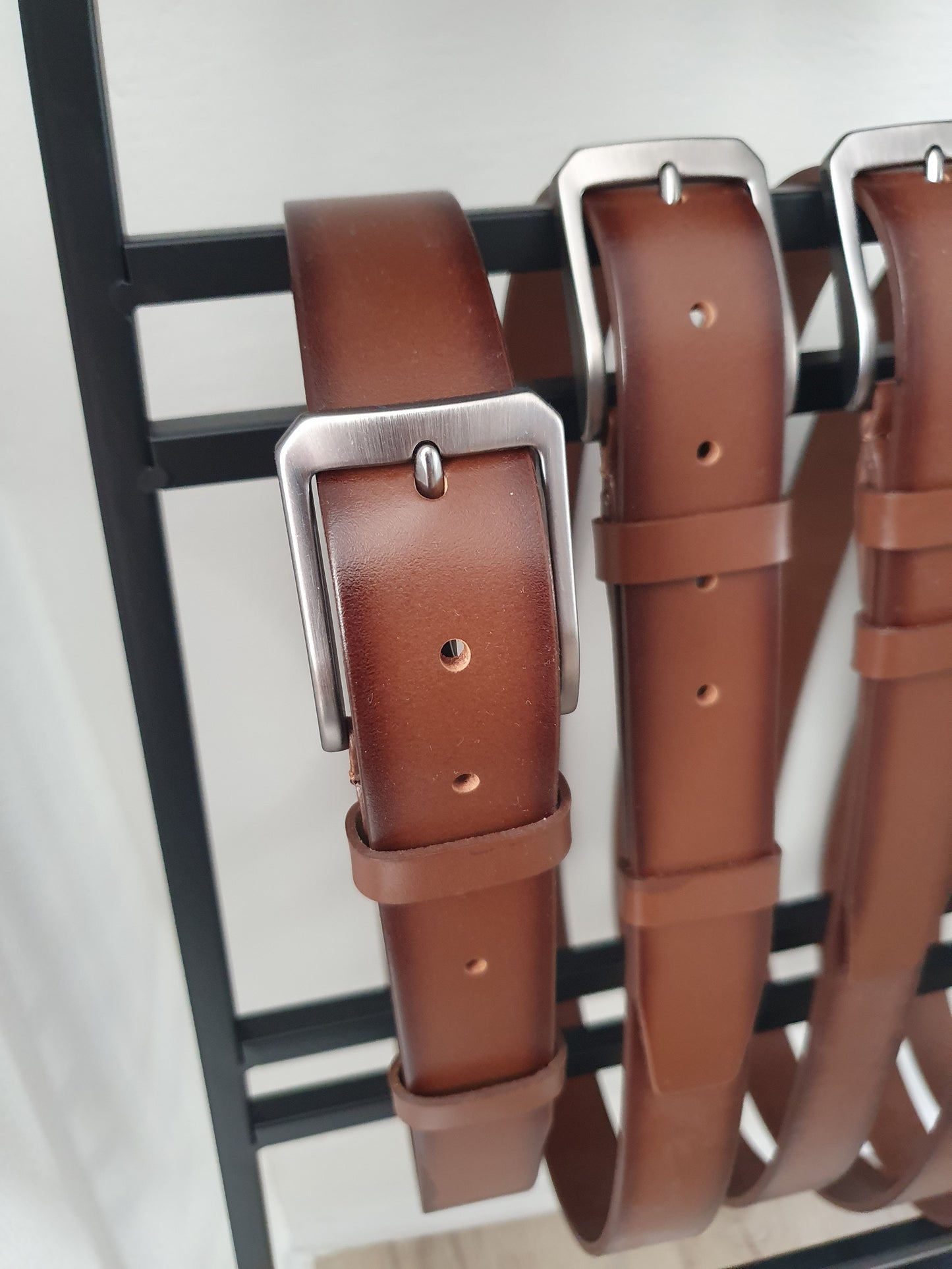 Ceinture en cuir véritable couleur camel pour homme