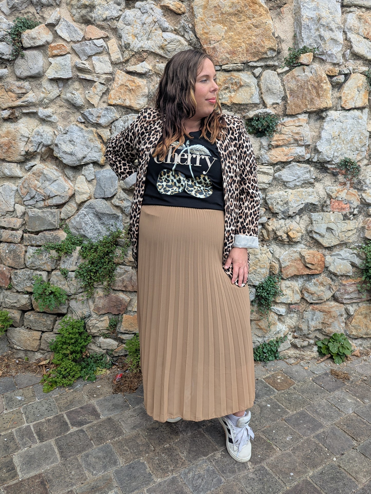 Jupe longue plissée camel grande taille collection curvy