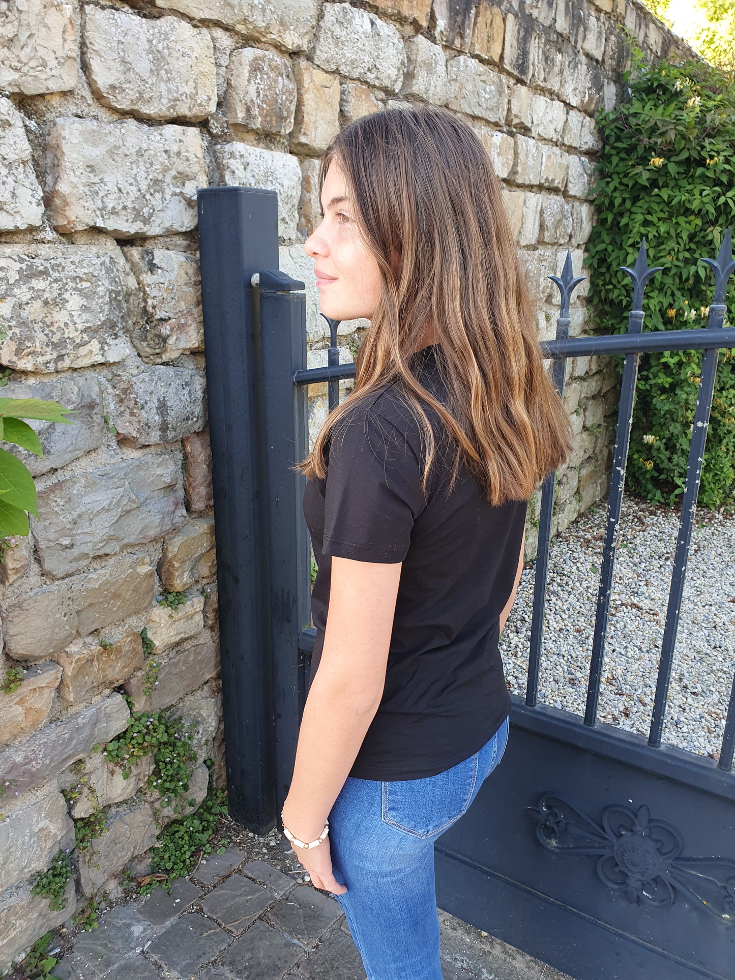 T-shirt telle mere telle fille noir et doré famille