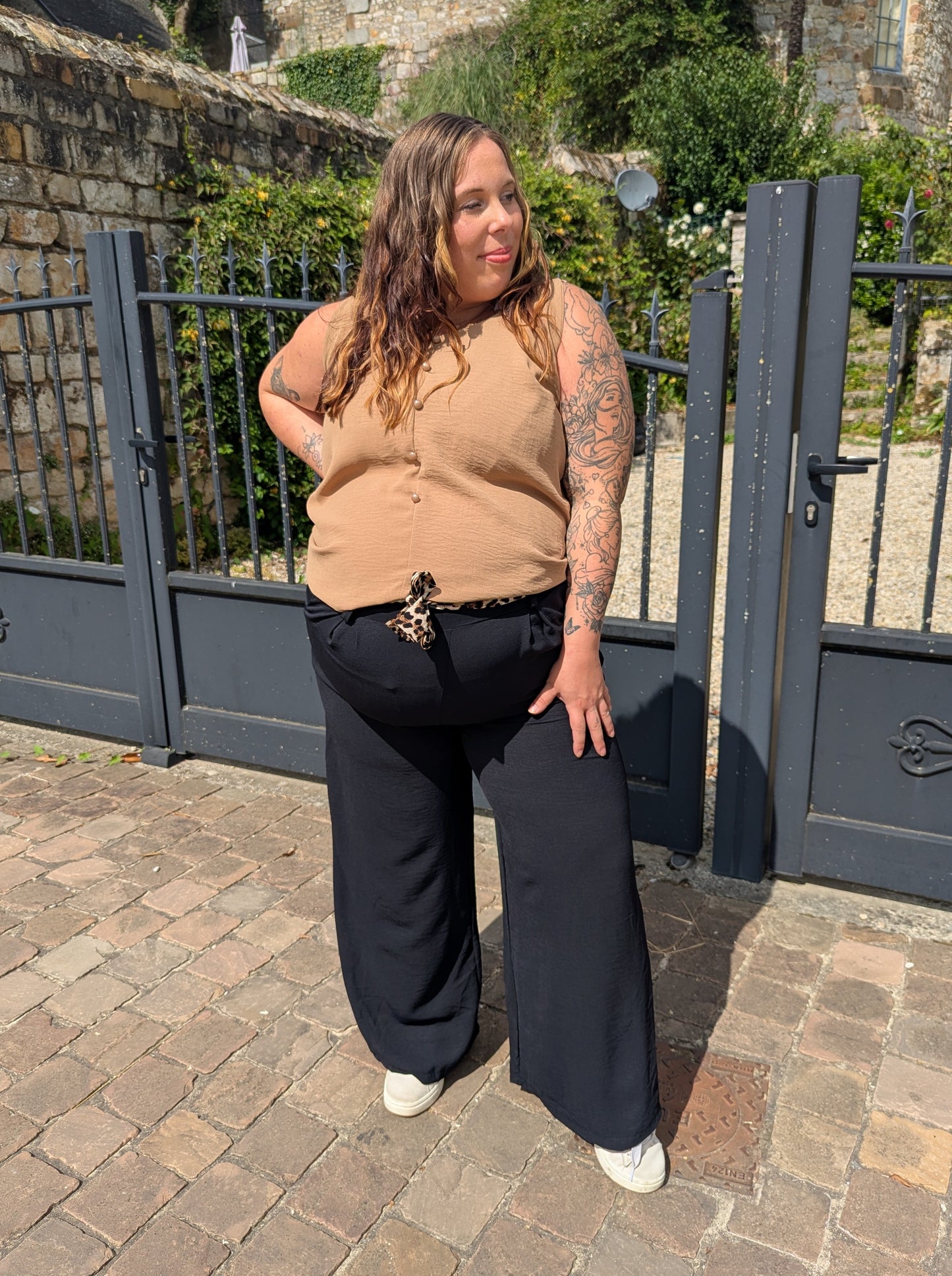 Top débardeur camel fluide femme grande taille