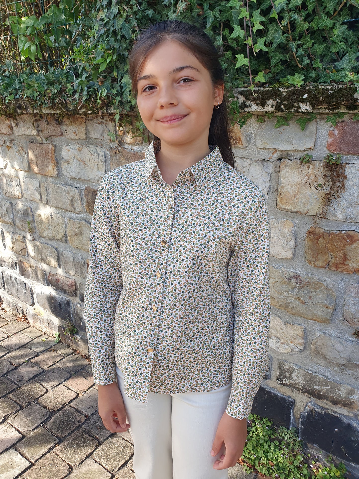 Chemise fluide motif liberty beige pour fille