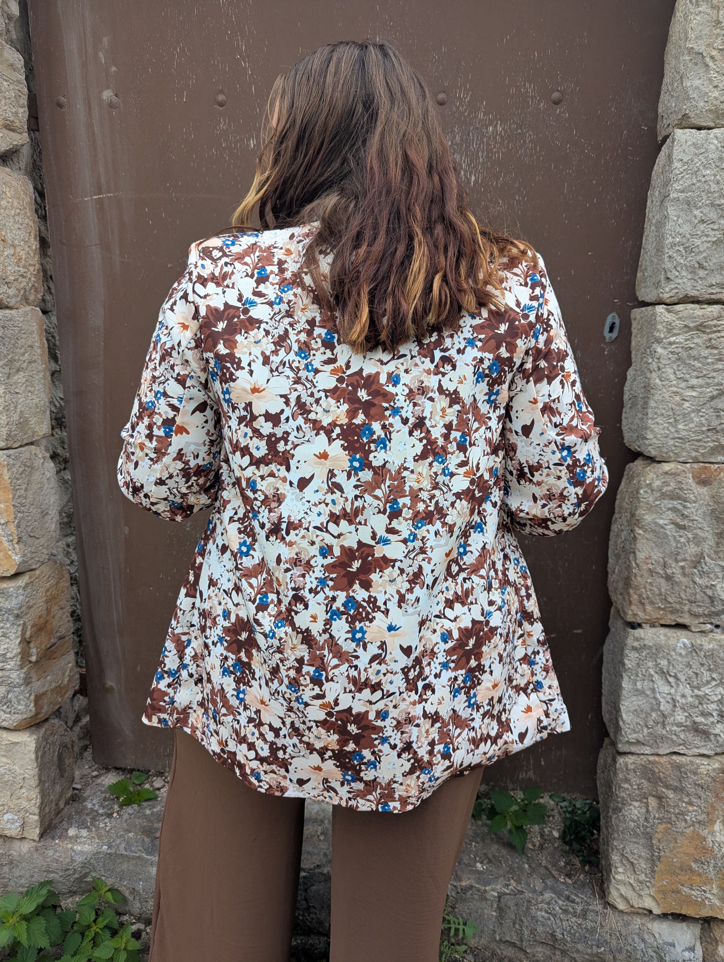 Blazer femme grande taille marron et bleu canard