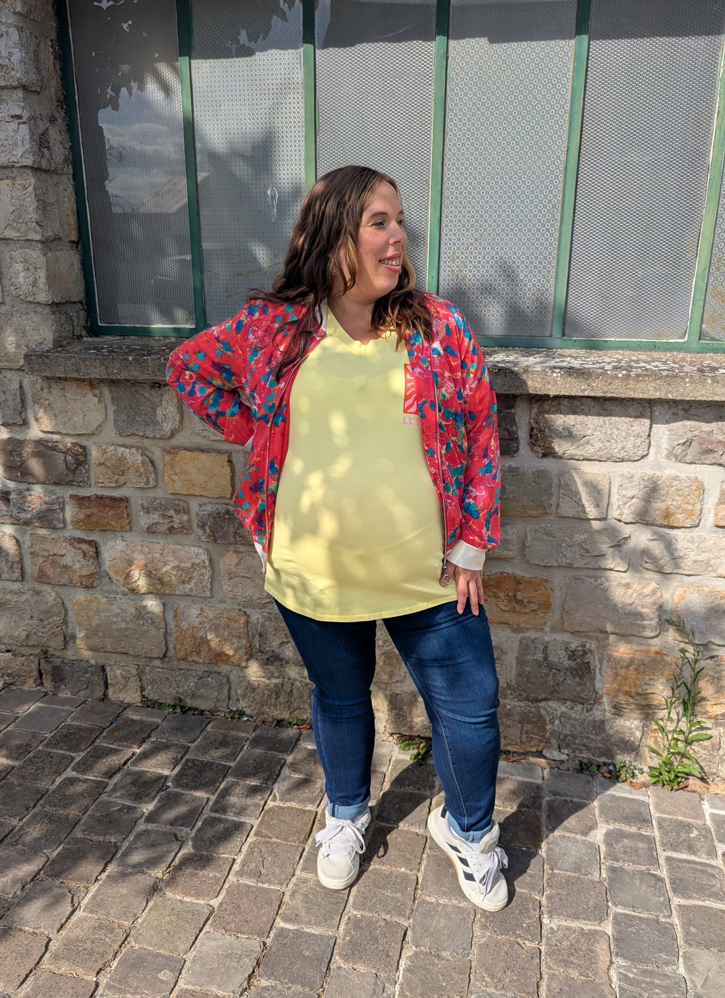 Bomber veste rouge multicolore femme curvy grande taille