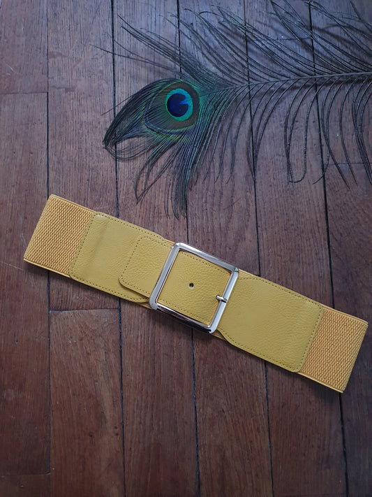 Ceinture jaune élastique grande taille femme réglable