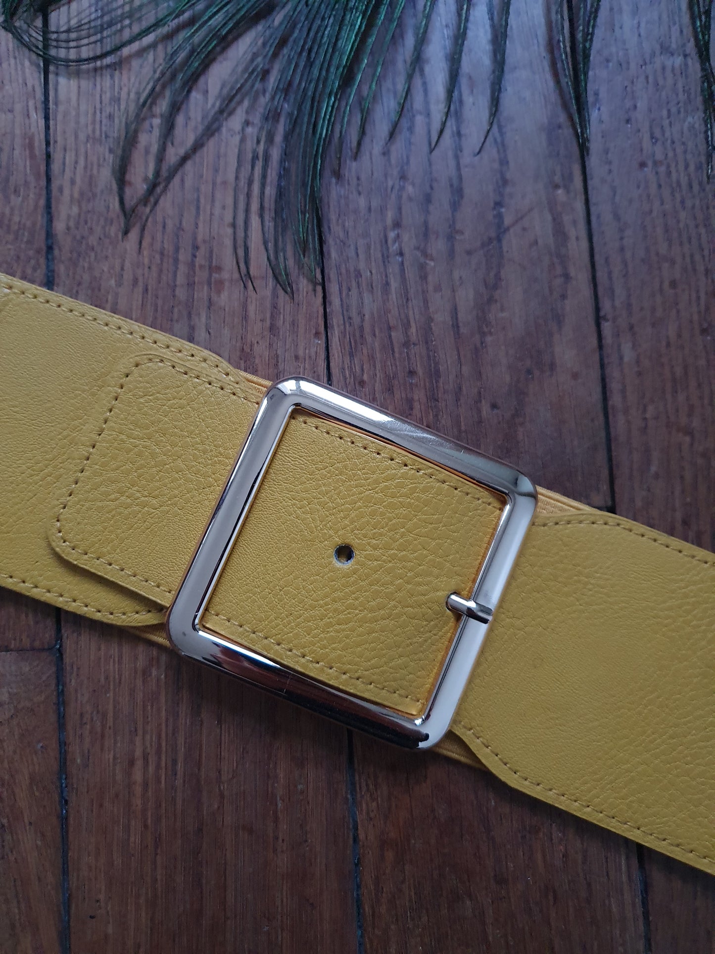 Ceinture jaune élastique grande taille femme réglable