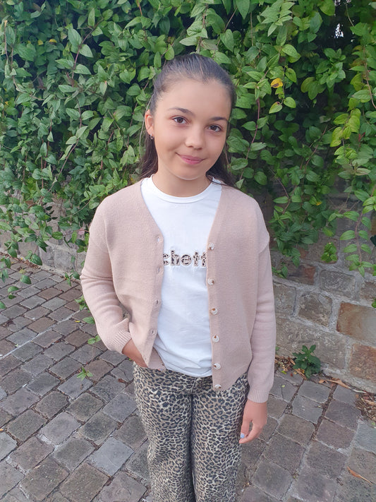 Gilet camel tout doux avec boutons devant pour fille ou ado