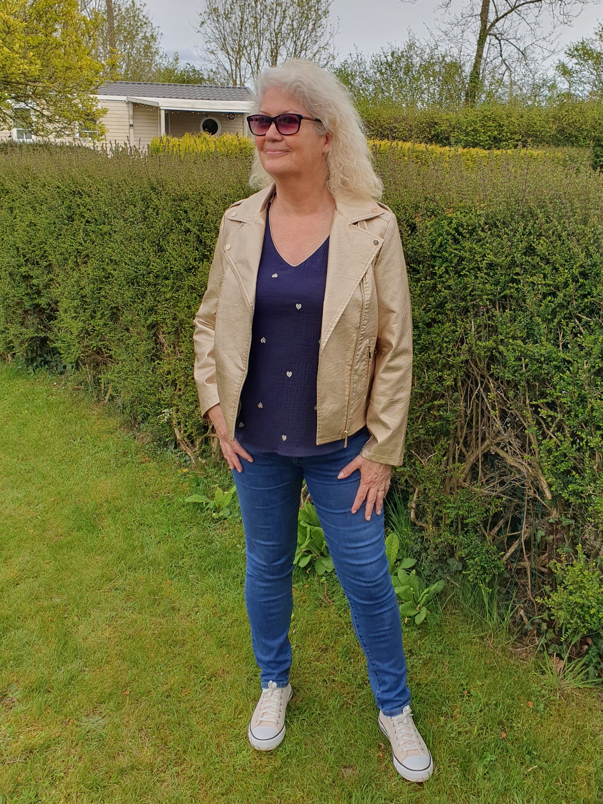 Perfecto doré en simili cuir femme gold grande taille